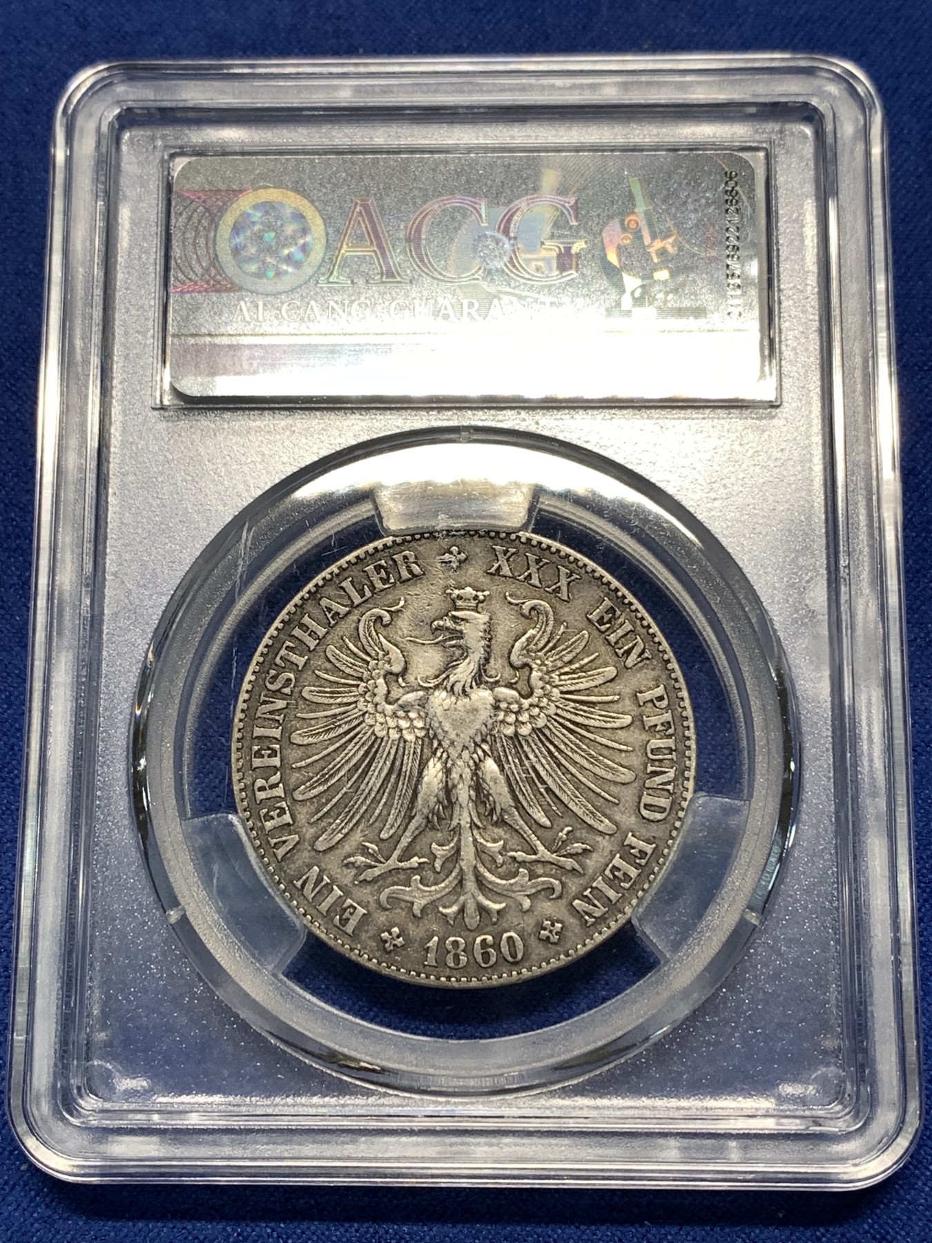 《竞宝斋》第235场-周日，周一，周二，周三 疯狂4连拍 (全场包邮) 爱藏 XF45 德国1860法兰克福少女1泰勒银币，正反面黑色包浆