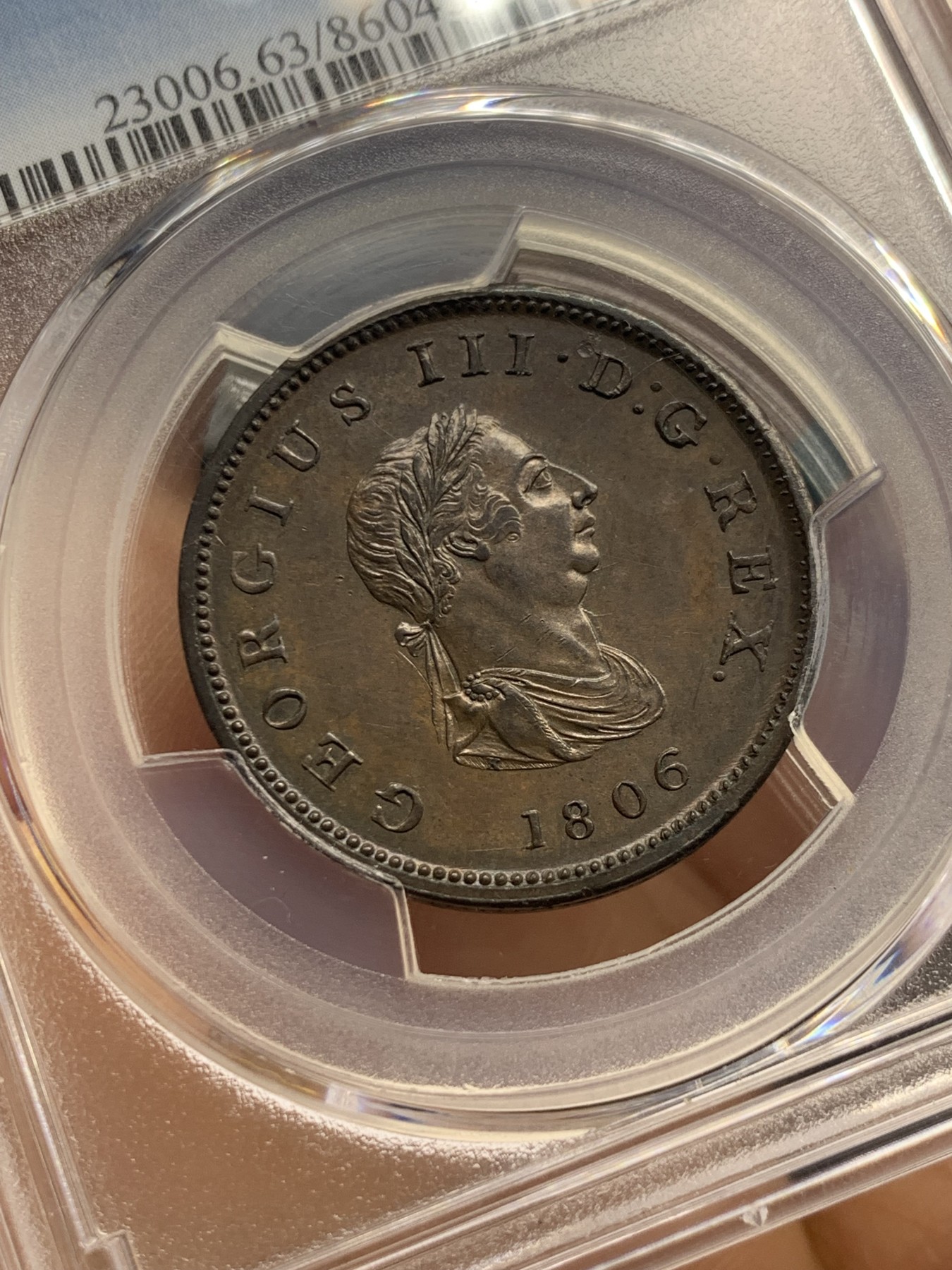 《竞宝斋》第235场-周日，周一，周二，周三 疯狂4连拍 (全场包邮) 冠军分 PCGS MS63BN 乔三 1806 巴哈马 1便士大铜币 单独年份稀缺品种 因为巴哈马人喜欢切割银币而不是铜币 所以后续没有发行