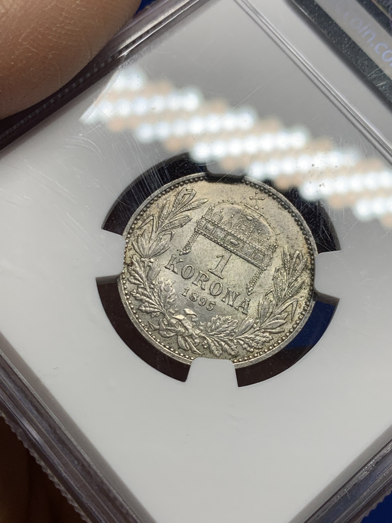 《竞宝斋》第235场-周日，周一，周二，周三 疯狂4连拍 (全场包邮) NGC-MS64 奥匈帝国 1895年 匈牙利1科罗娜银币，18XX年的非常少见