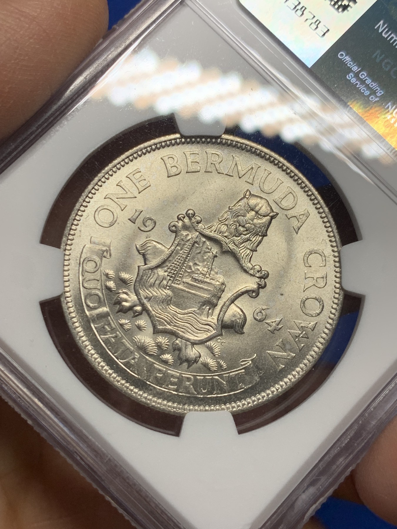 《竞宝斋》第235场-周日，周一，周二，周三 疯狂4连拍 (全场包邮) NGC-MS65 百慕大1964年伊丽莎白二世1克朗银币 上海严评 顶级高分