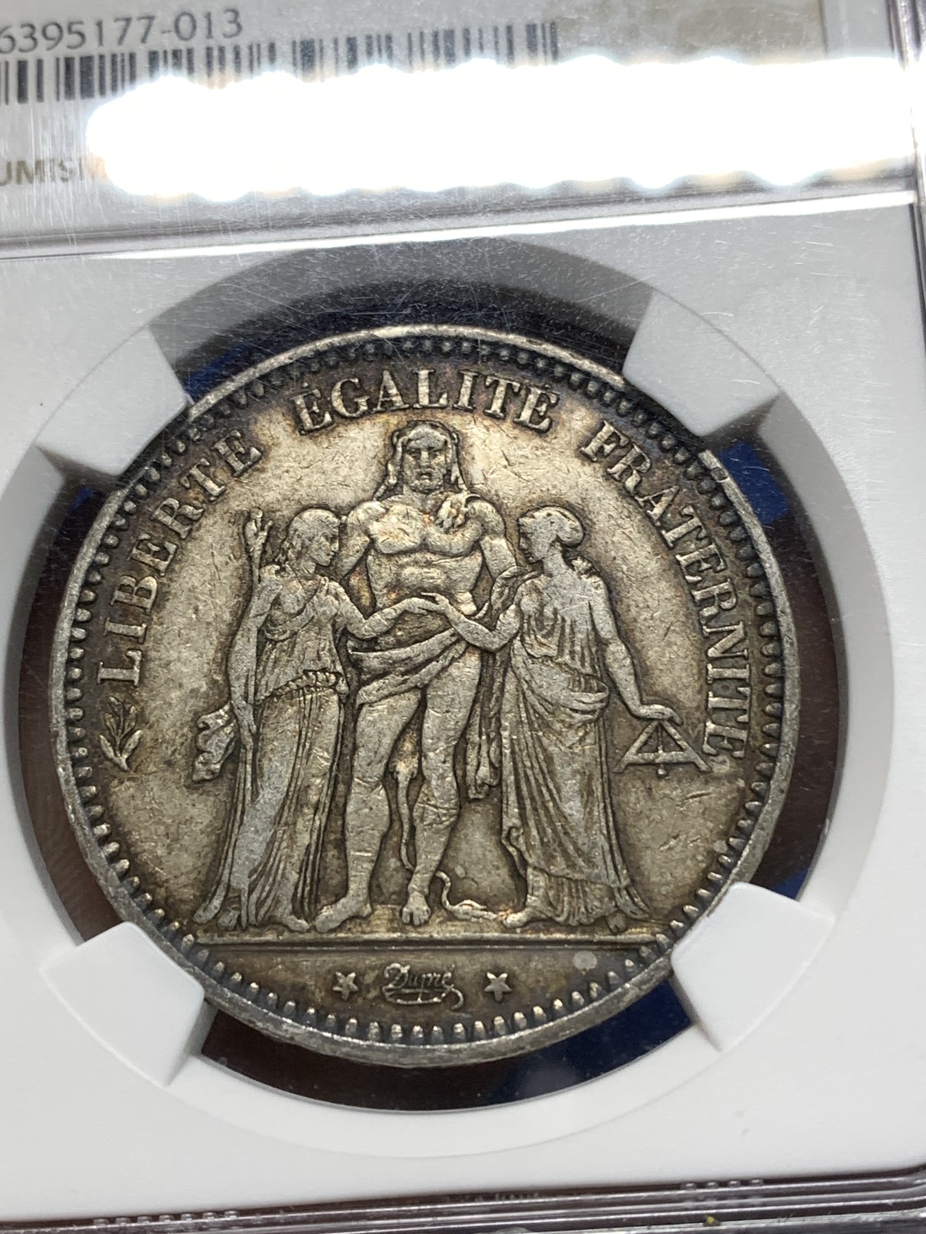 《竞宝斋》第235场-周日，周一，周二，周三 疯狂4连拍 (全场包邮) NGC XF45 法国1873大力神5法郎银币