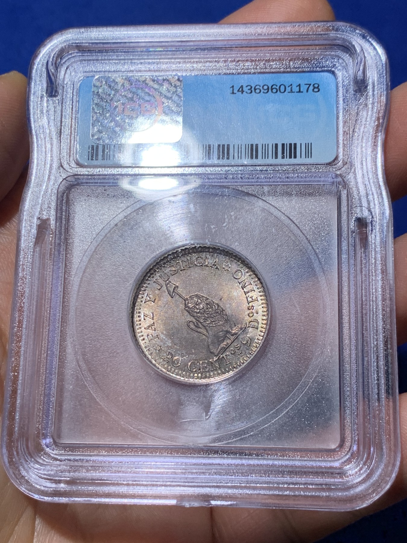 《竞宝斋》第235场-周日，周一，周二，周三 疯狂4连拍 (全场包邮) ICG-MS65 巴拉圭 18xx年 20分 银币 原光五彩状态好