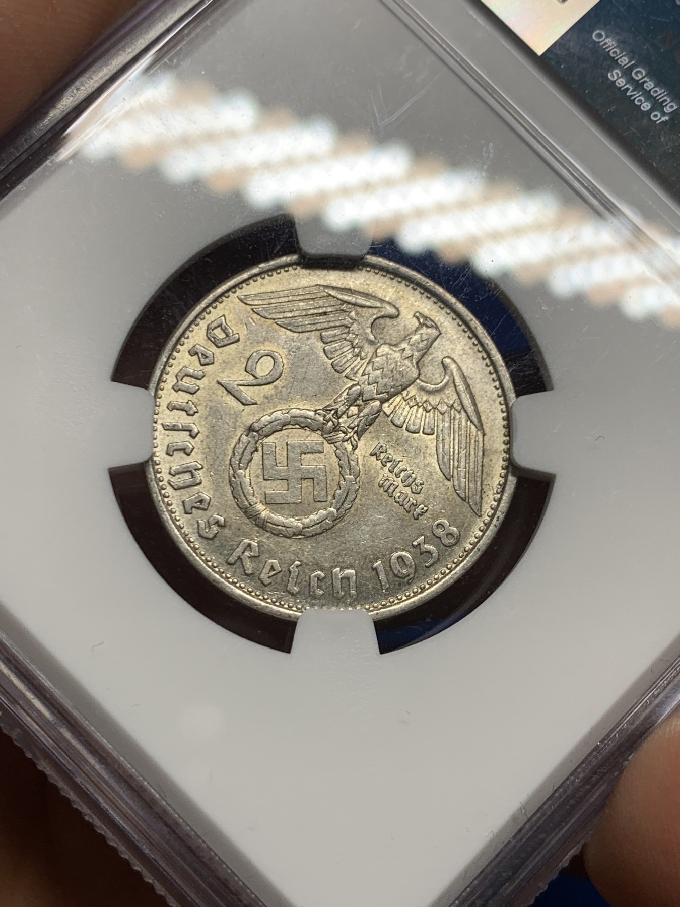 《竞宝斋》第235场-周日，周一，周二，周三 疯狂4连拍 (全场包邮) NGC AU58 德国1938年B厂兴登堡2马克银币