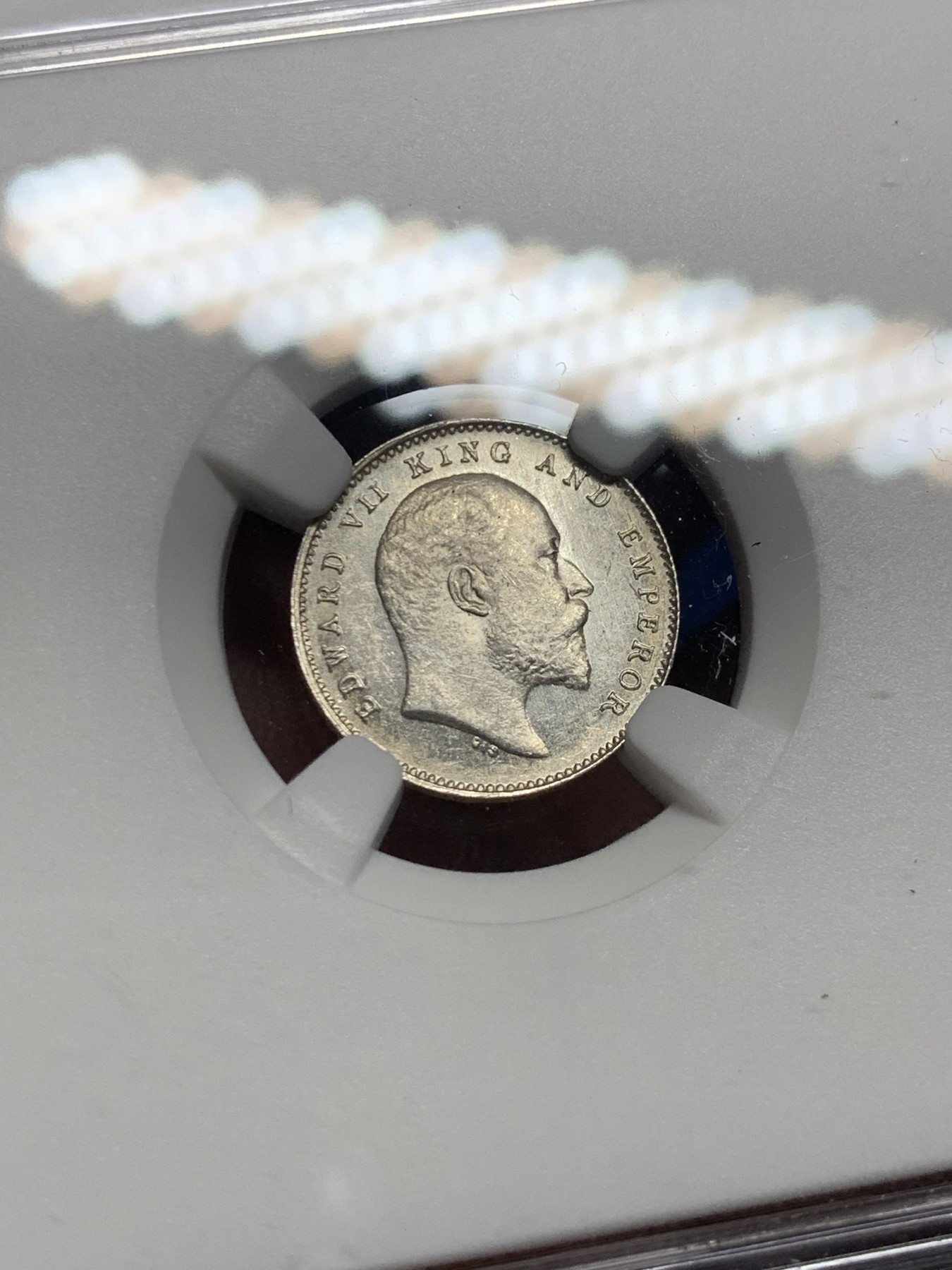 《竞宝斋》第235场-周日，周一，周二，周三 疯狂4连拍 (全场包邮) NGC MS62 1906年C版 英属印度 爱七 2安娜 银币 原卷拆评级