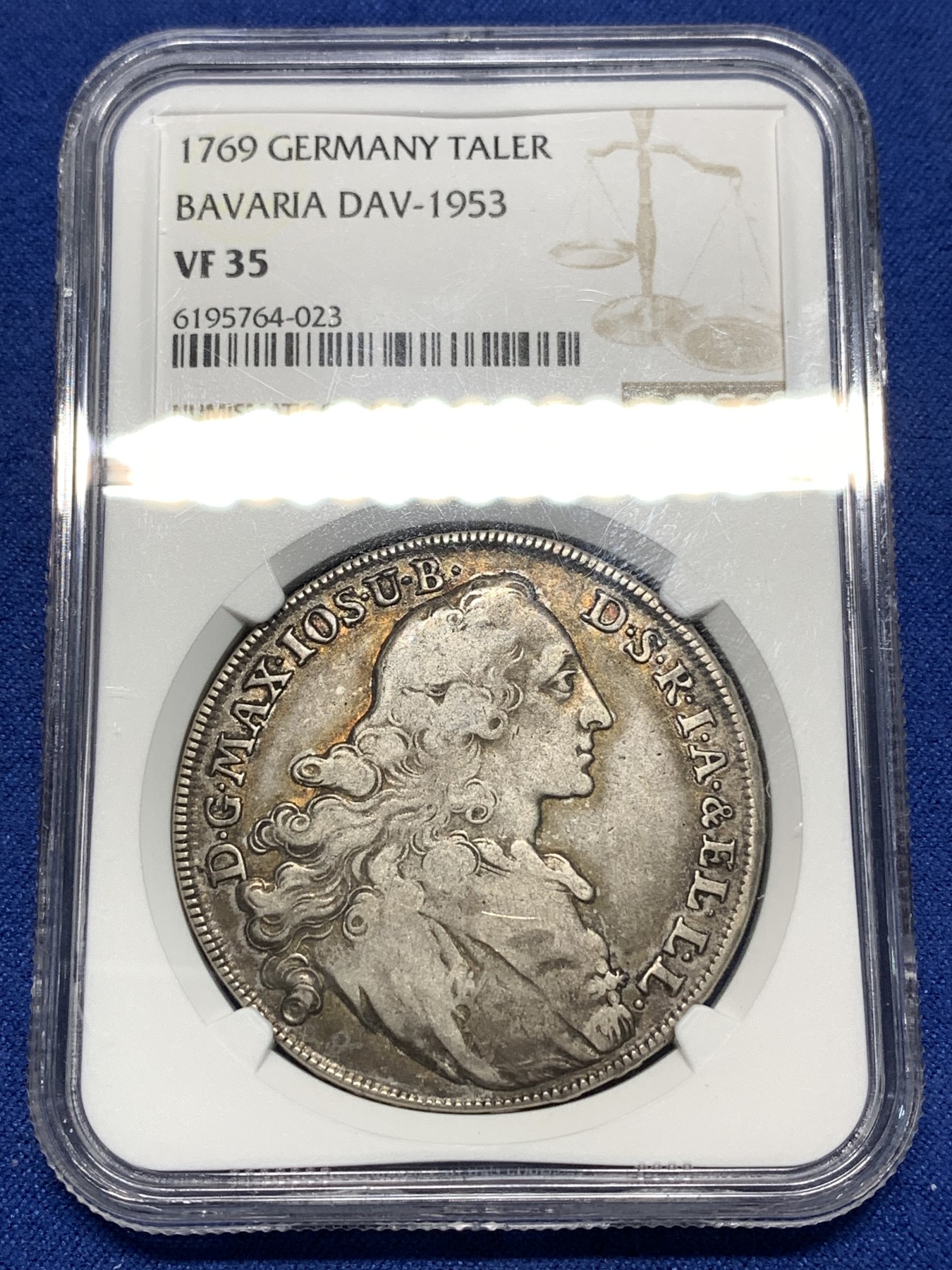 《竞宝斋》第235场-周日，周一，周二，周三 疯狂4连拍 (全场包邮) NGC-VF35，德国1769年巴伐利亚圣母抱婴泰勒银币，更高分只有6枚