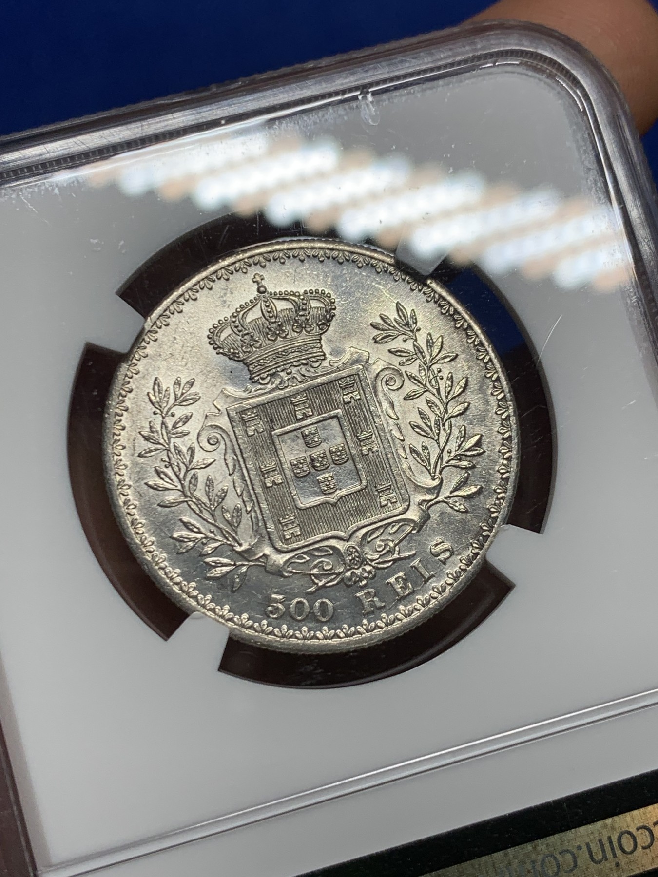 《竞宝斋》第235场-周日，周一，周二，周三 疯狂4连拍 (全场包邮) NGC MS62 葡萄牙1896年卡洛斯一世500瑞斯银币