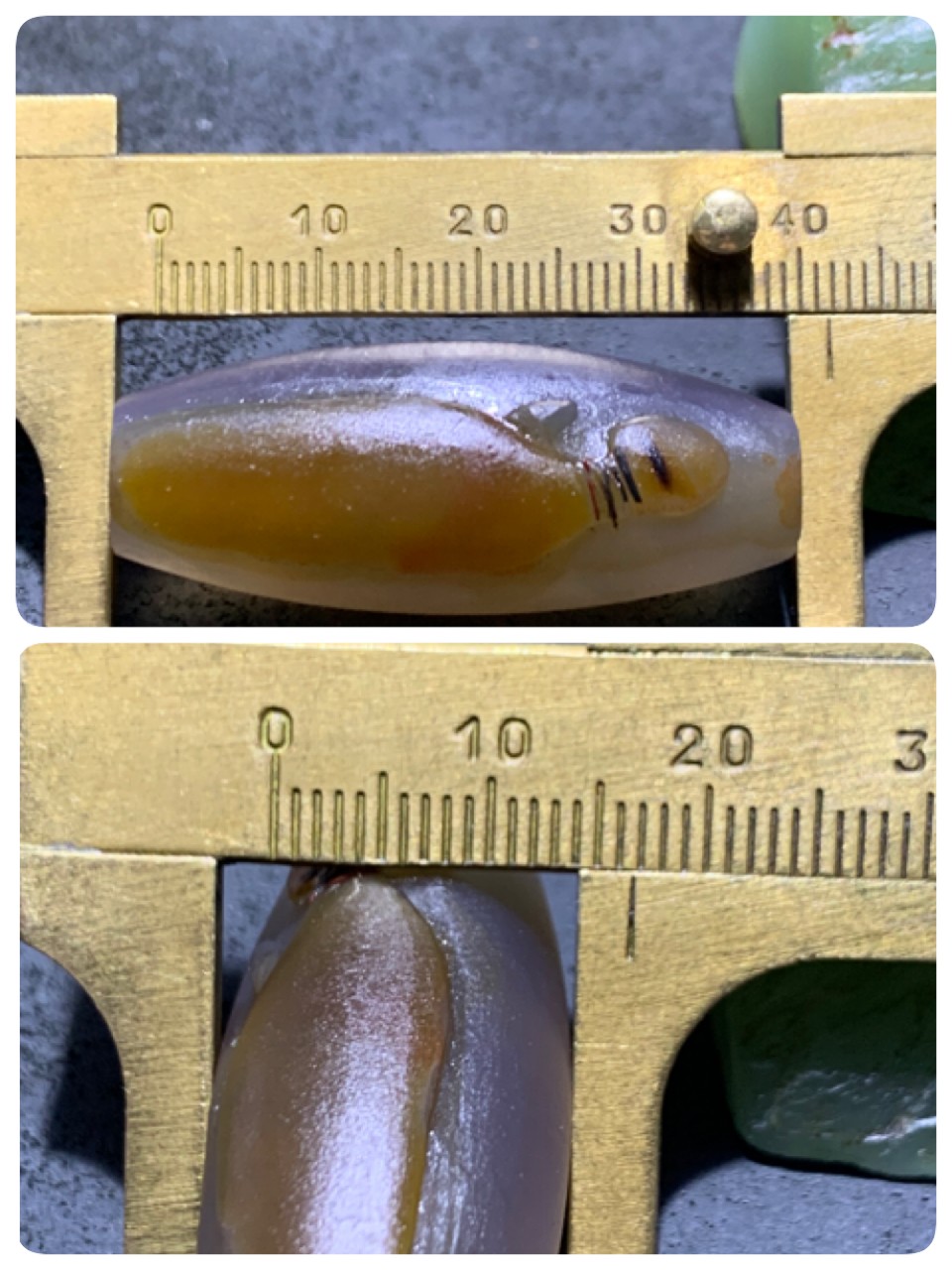精美亚光高玉化巴西玛瑙手工俏色巧雕一心向佛桶珠一个！
