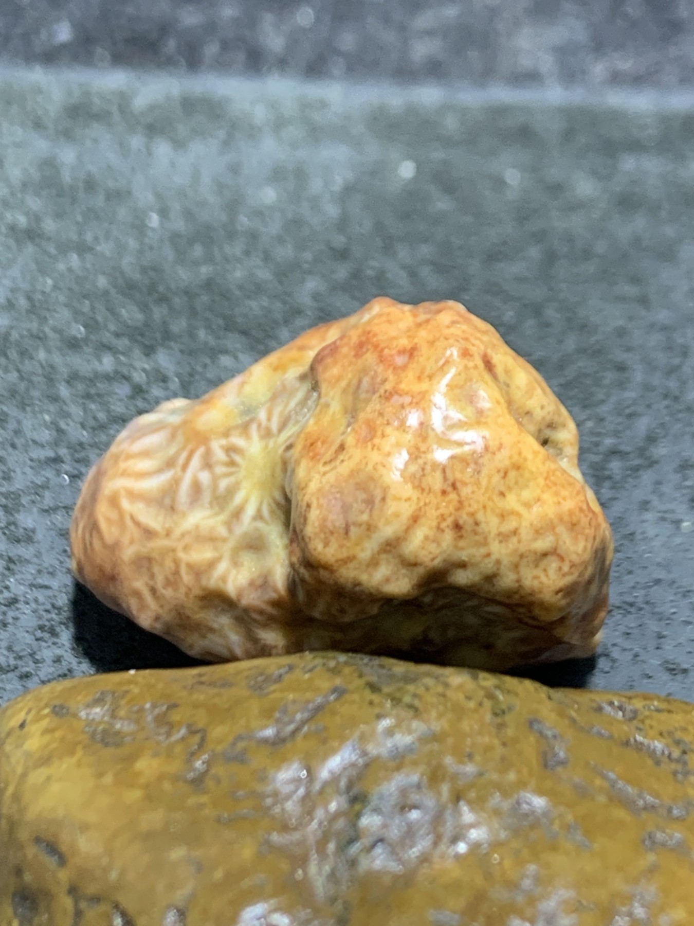 精美戈壁红皮飘花筋脉石原石一颗