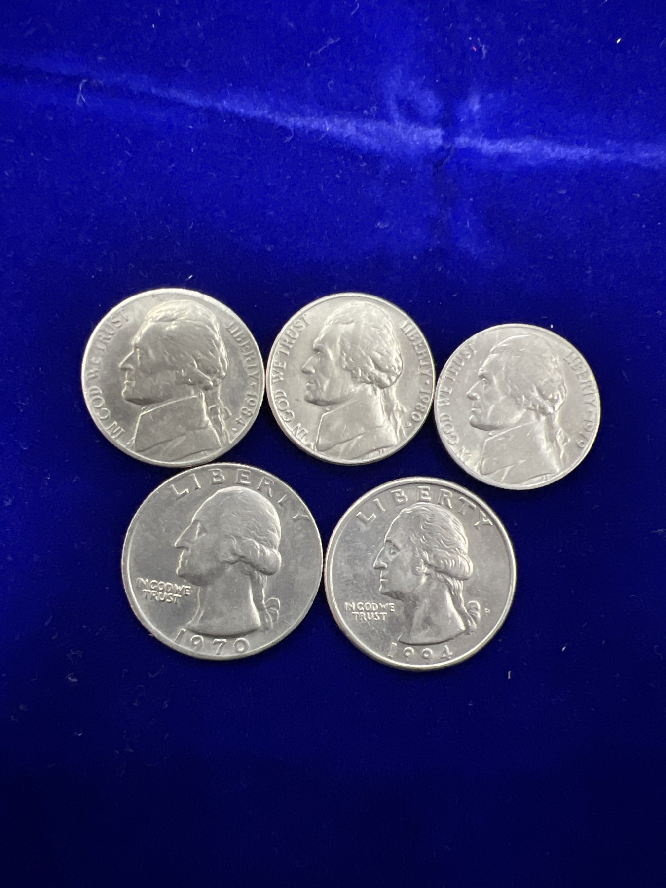 飞翔风筝第十场世界钱币 美国硬币5枚不同年份