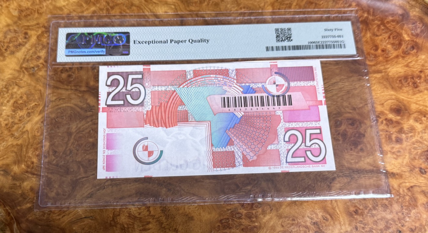 Chase Auction 第22期 - - 外钞、民国钞和人民币混合场！ 1989年荷兰25镑，PMG65！