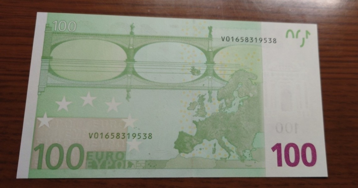 欧盟纸币Euro  2002年 100欧元 三签 V冠西班牙版 全新UNC