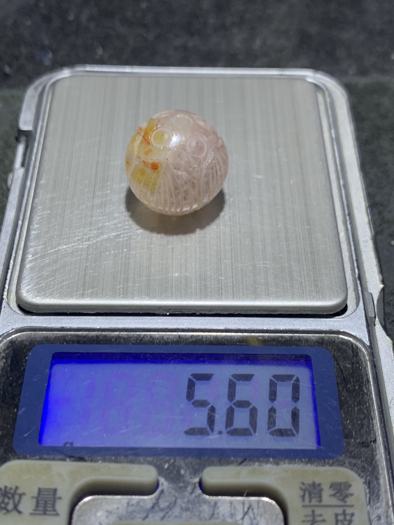 精美满冰糖心料战国红玛瑙雕刻莲蓬珠一个