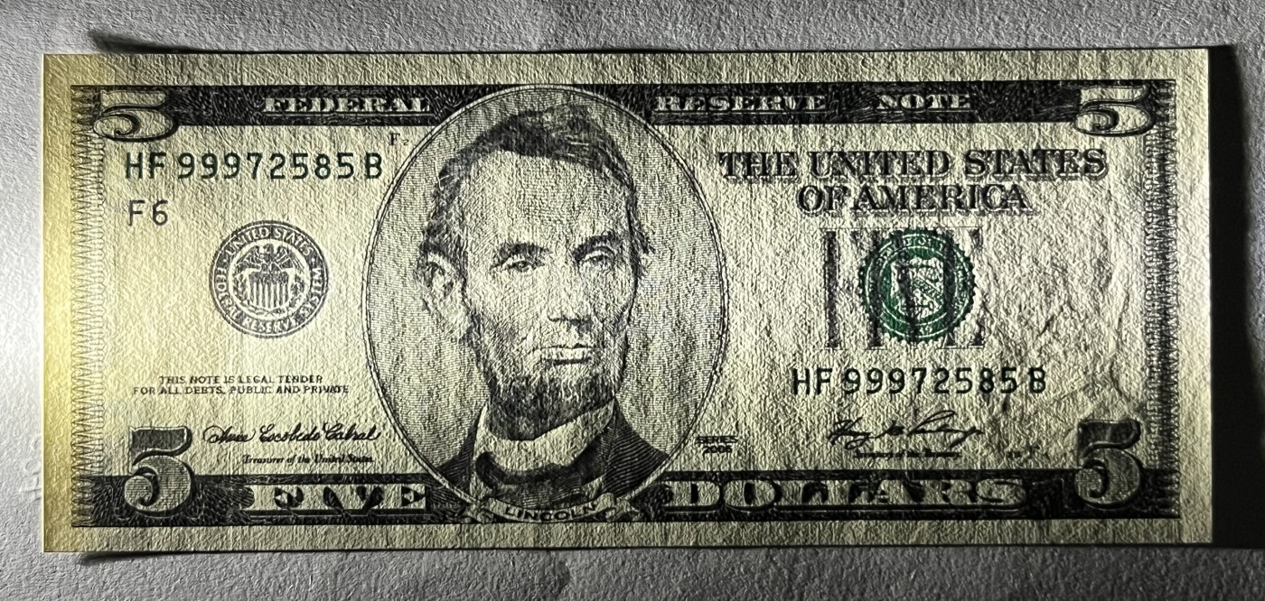 Chase Auction 第22期 - - 外钞、民国钞和人民币混合场！ 2006版 5美元 大头版 德克萨斯州Fort Worth第二印钞厂印刷