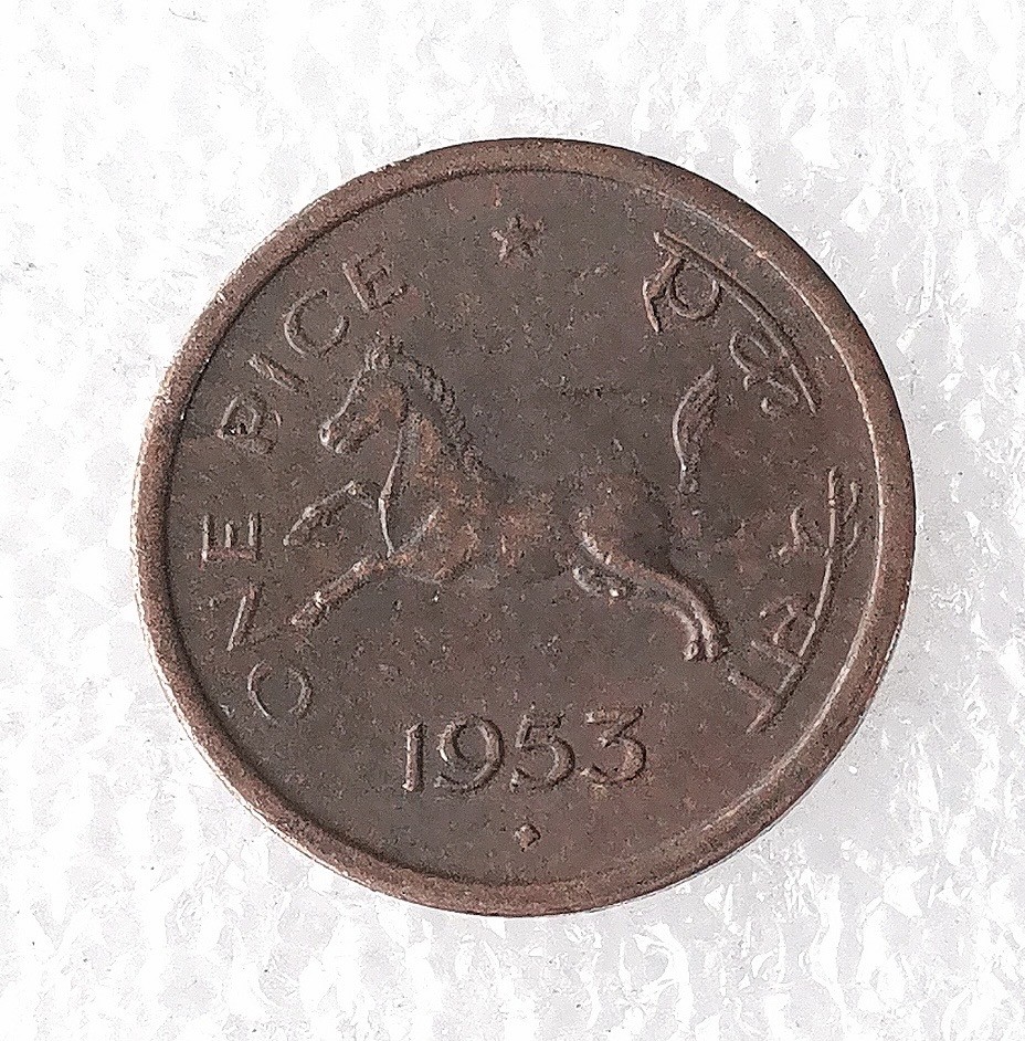 海外回流1元起拍小铺 各国钱币散币场 第7期 1953年印度1派铜币 骏马