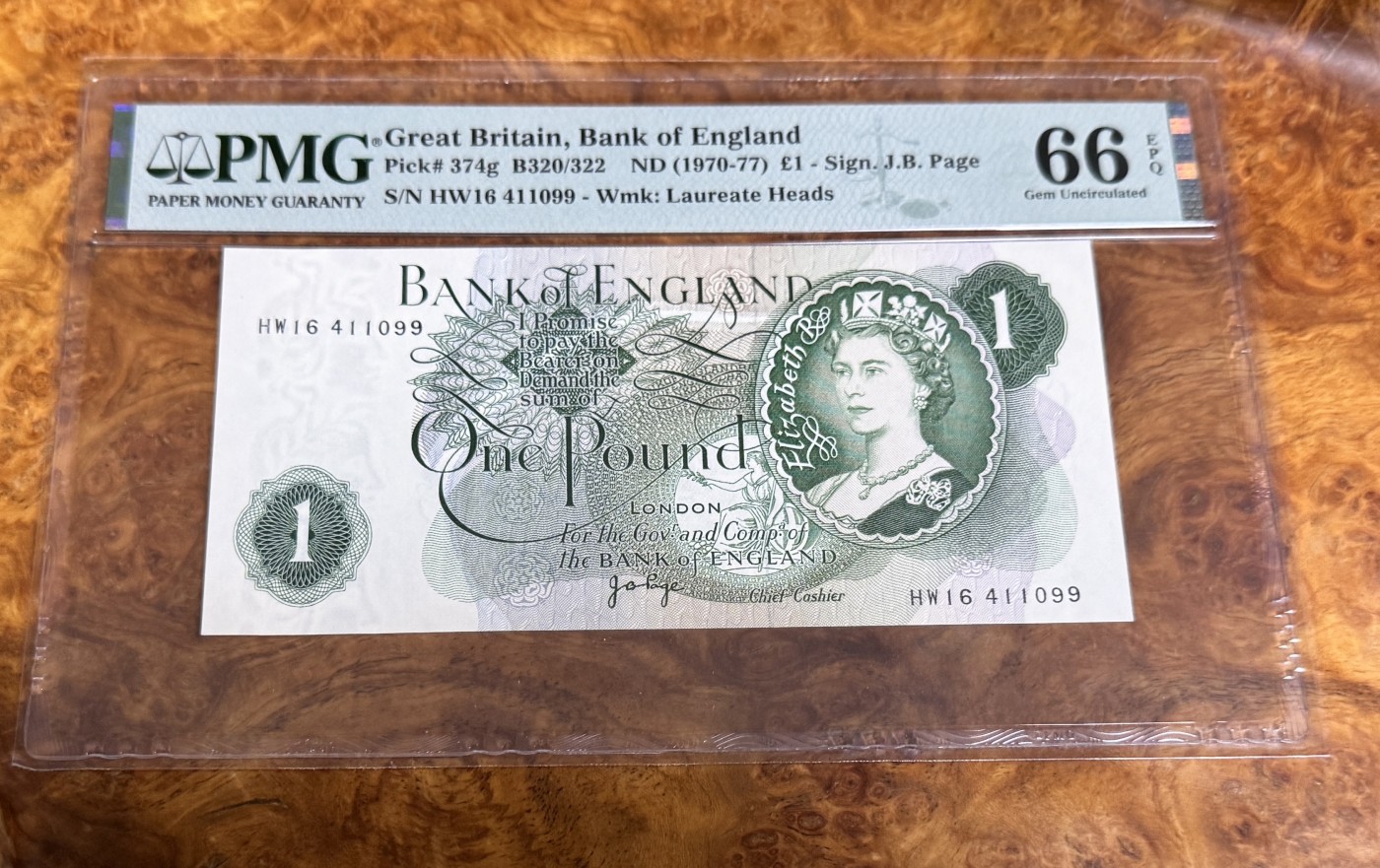 Chase Auction 第22期 - - 外钞、民国钞和人民币混合场！ 1970年英国C序列1镑，PMG66！