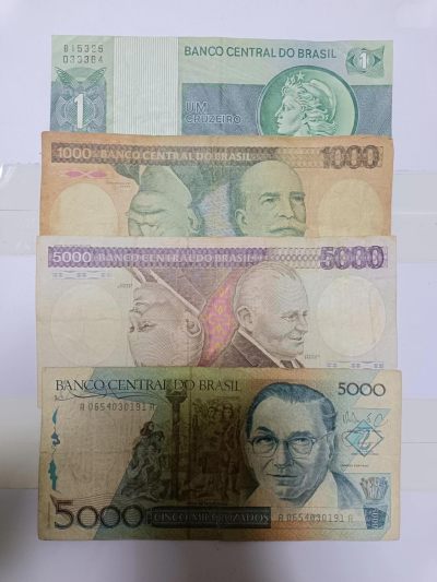 【20230127】非全新纸币第110场 - 巴西4张纸币，有裂缝
