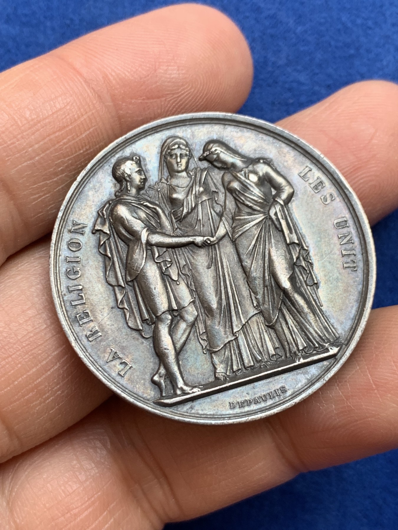 《竞宝斋》第238场-周日，周一，周二，周三 疯狂4连拍 (全场包邮) 法国 二十世纪初 结婚银章 22克 36.7mm