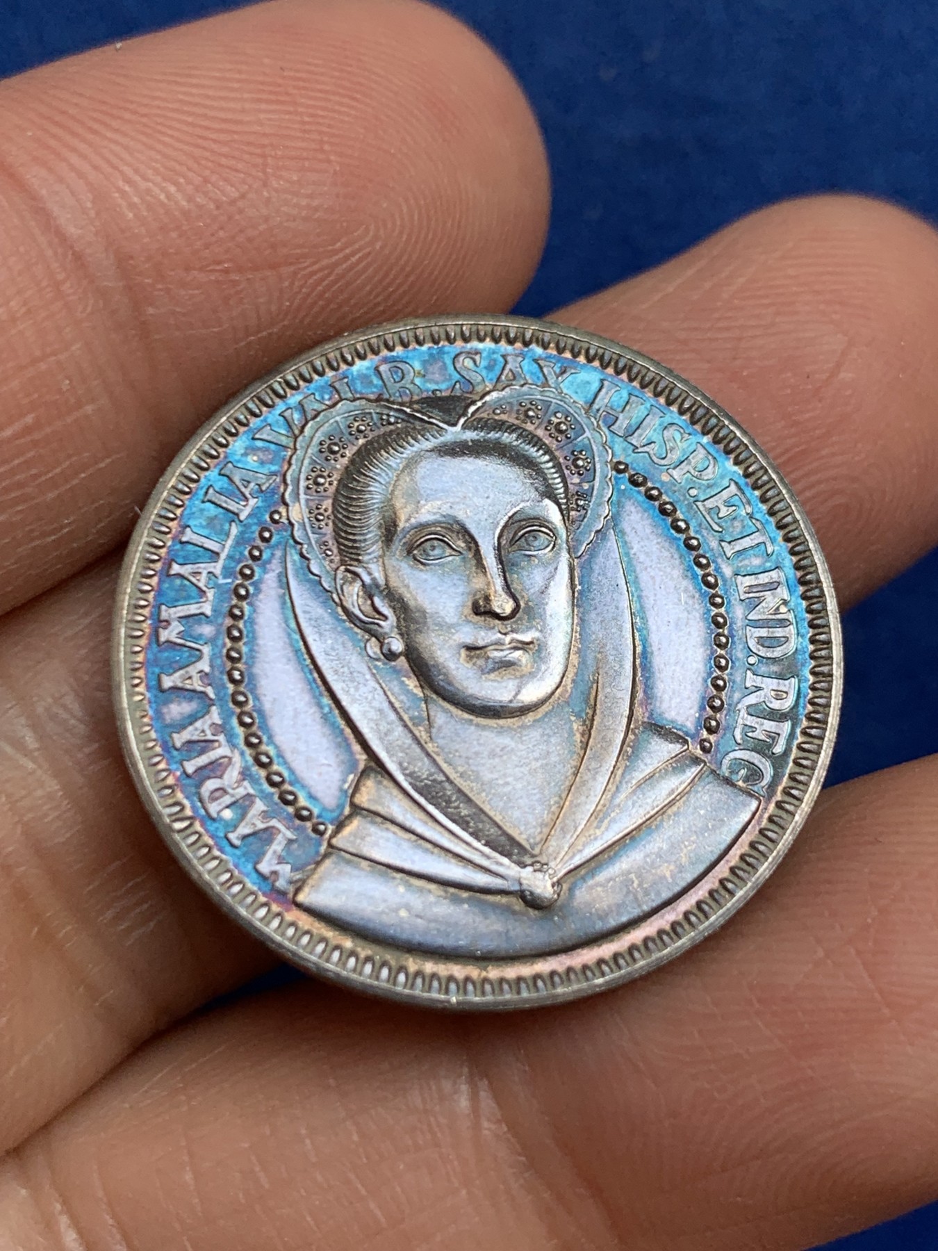 《竞宝斋》第238场-周日，周一，周二，周三 疯狂4连拍 (全场包邮) 西班牙 玛丽亚 阿玛利亚 925银章 7.36克 27mm