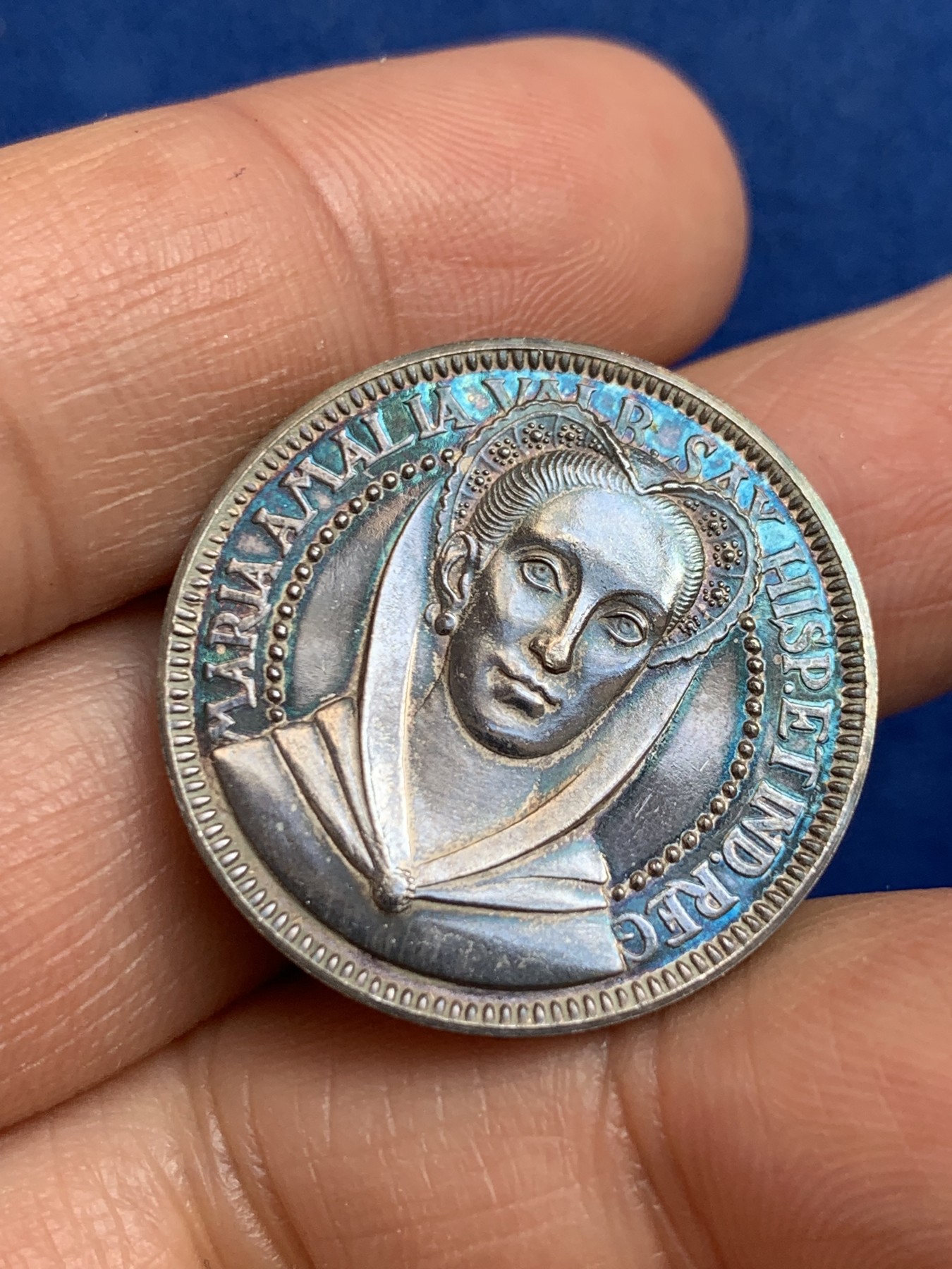 《竞宝斋》第238场-周日，周一，周二，周三 疯狂4连拍 (全场包邮) 西班牙 玛丽亚 阿玛利亚 925银章 7.36克 27mm