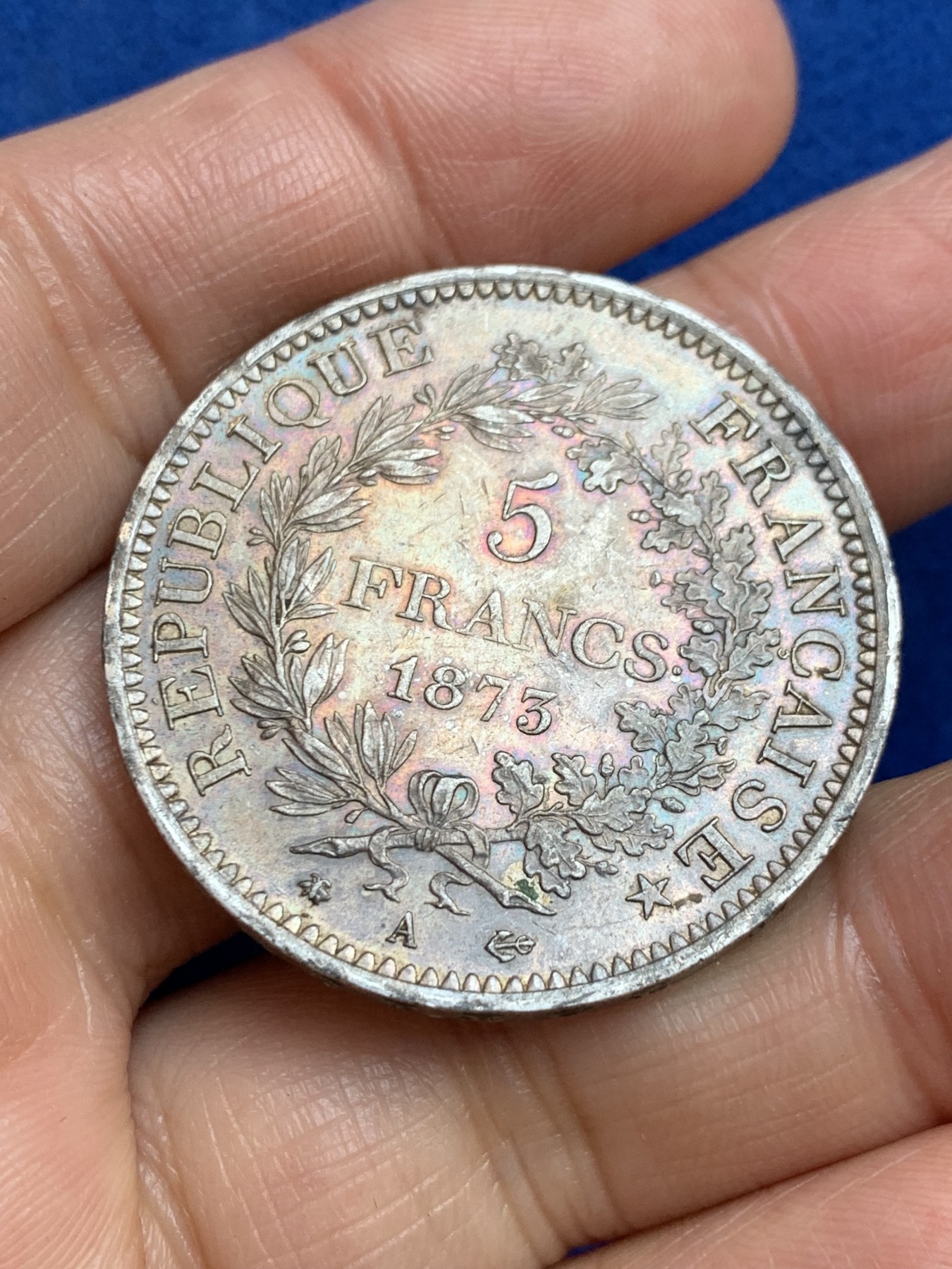 《竞宝斋》第238场-周日，周一，周二，周三 疯狂4连拍 (全场包邮) 法国1873大力神5法郎银币