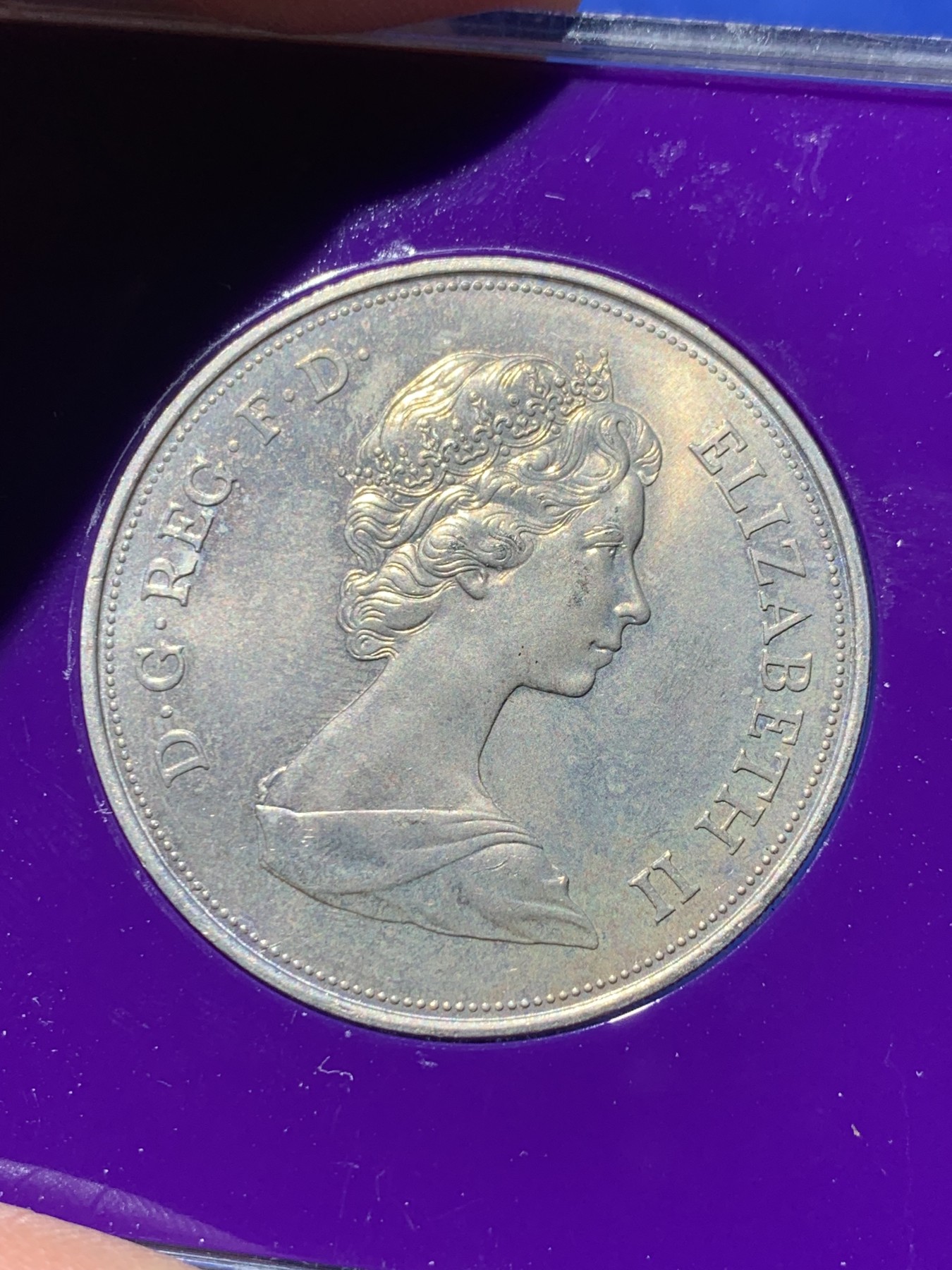 《竞宝斋》第238场-周日，周一，周二，周三 疯狂4连拍 (全场包邮) 英国1972年女王银婚25新便士克朗型纪念币