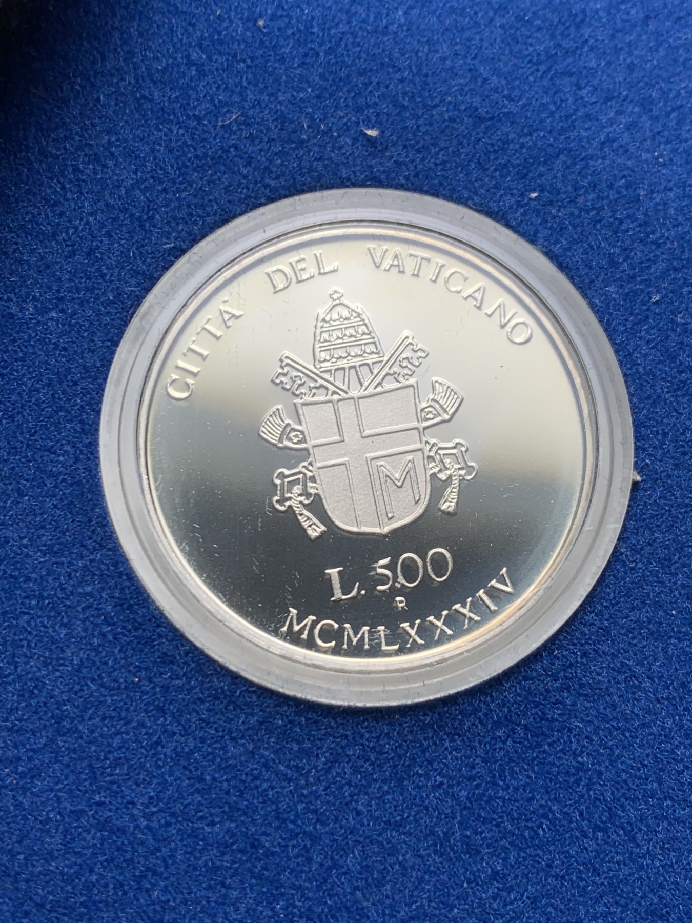 《竞宝斋》第238场-周日，周一，周二，周三 疯狂4连拍 (全场包邮) 梵蒂冈 1984 圣母玛利亚  500里拉银币 11克