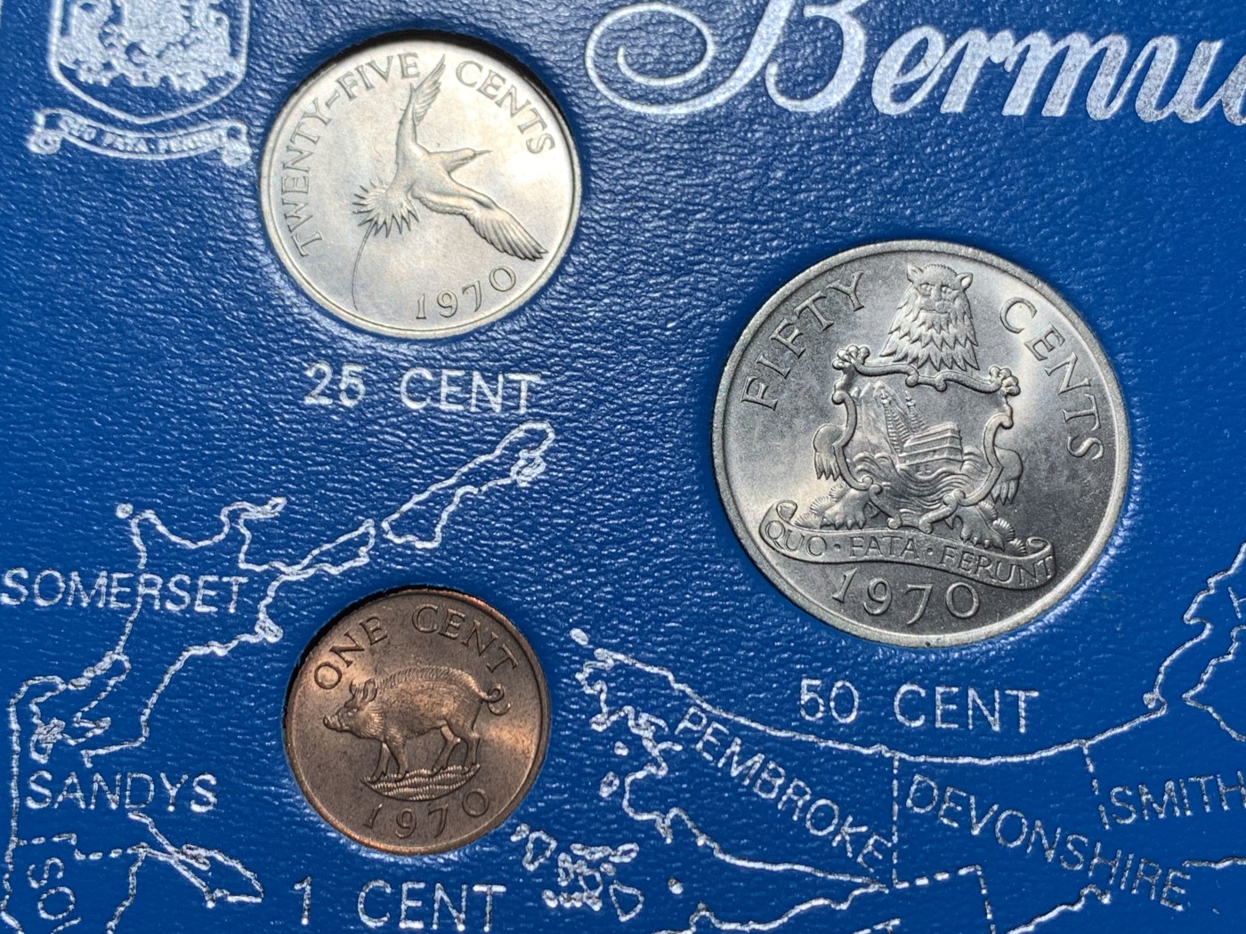 《竞宝斋》第238场-周日，周一，周二，周三 疯狂4连拍 (全场包邮) 少见 百慕大 1970 5枚装地图套币 亚克力盒装