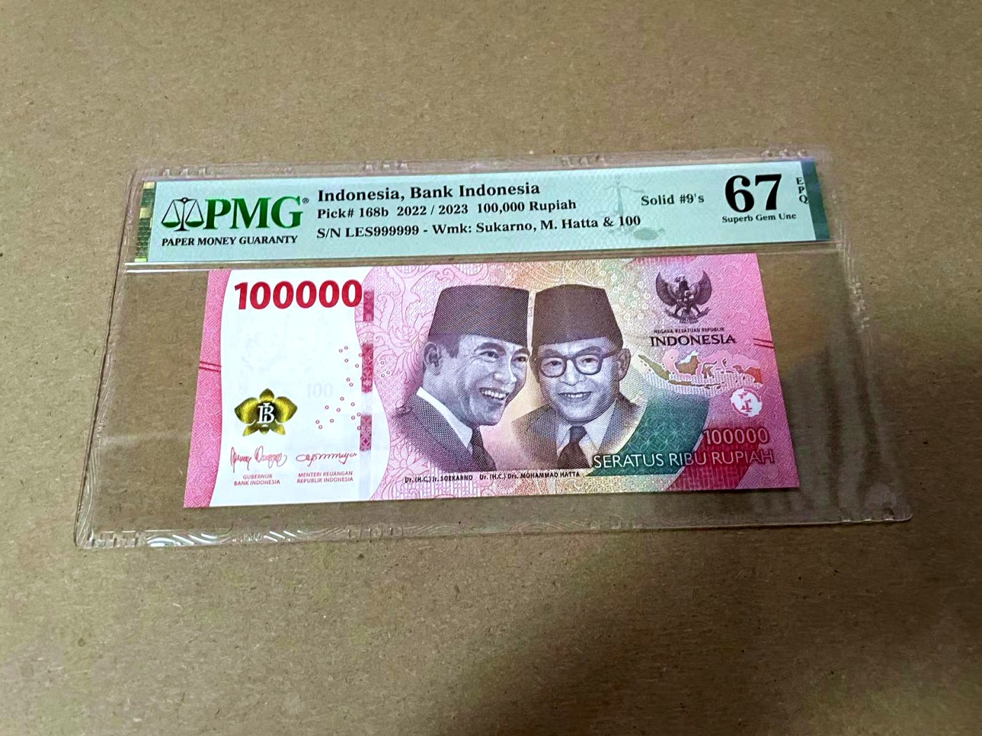 【Blue Auction】✨世界纸币精拍第425期【精】 【全同9】印尼 2023年10万卢比 PMG67EPQ 