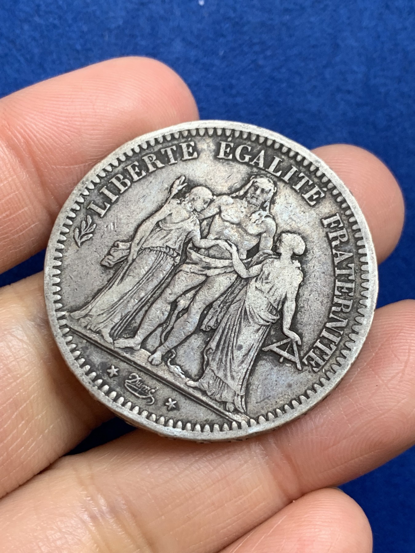 《竞宝斋》第238场-周日，周一，周二，周三 疯狂4连拍 (全场包邮) 法国1848年第二共和大力神5法郎银币 只发行了两年