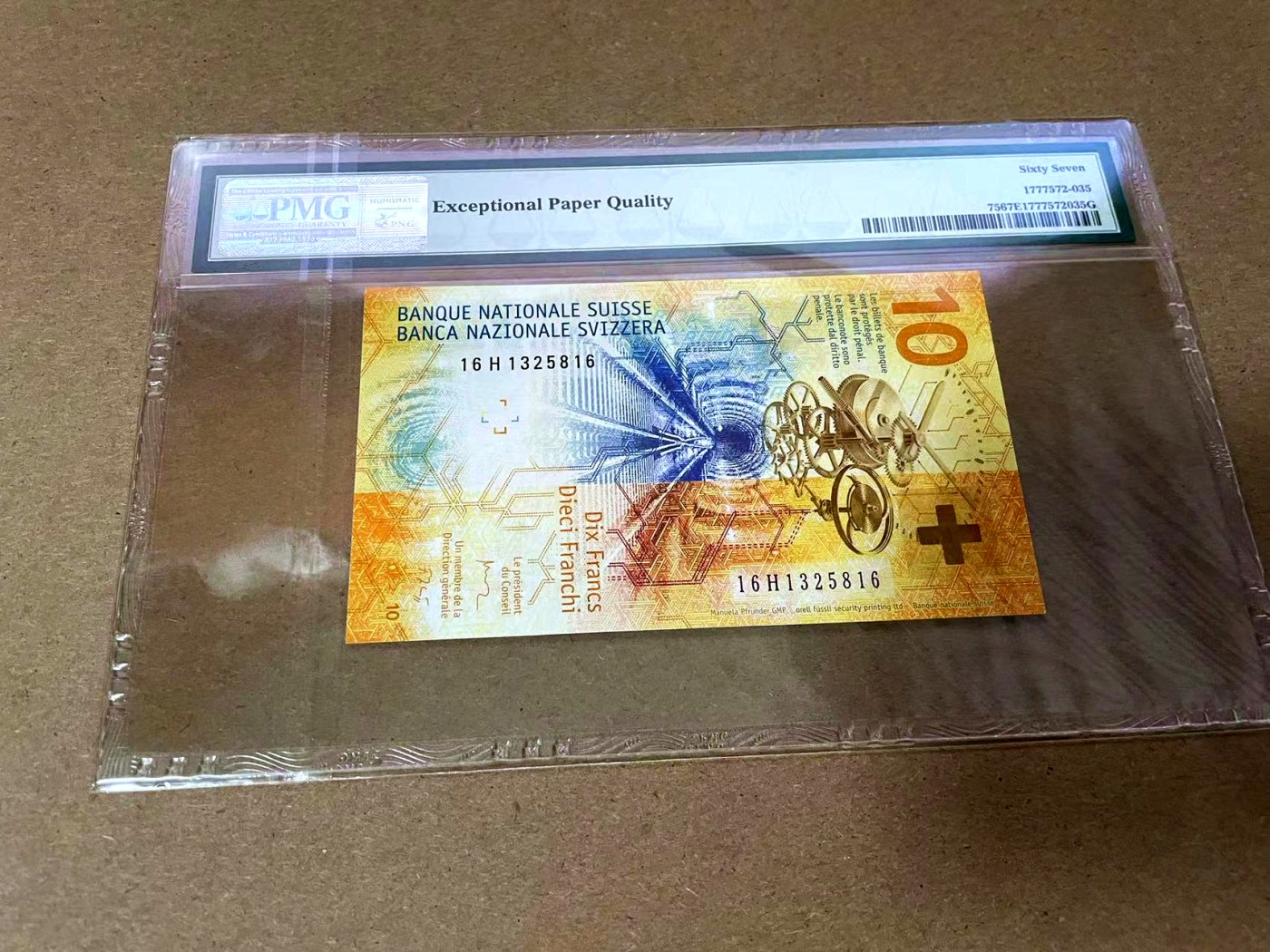 【Blue Auction】✨世界纸币精拍第425期【精】 【无47】瑞士 2017年10法郎 PMG67EPQ 