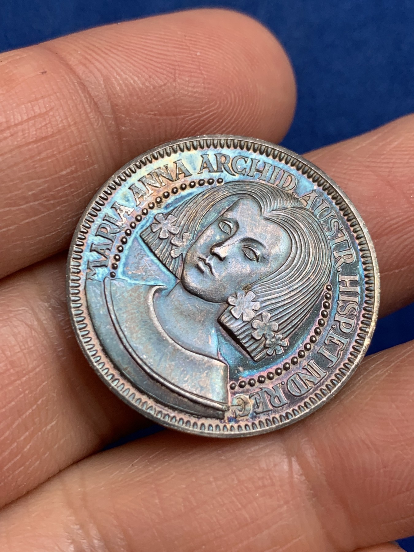 《竞宝斋》第238场-周日，周一，周二，周三 疯狂4连拍 (全场包邮) 西班牙 玛丽亚 安娜 925银章 7.21克 27mm