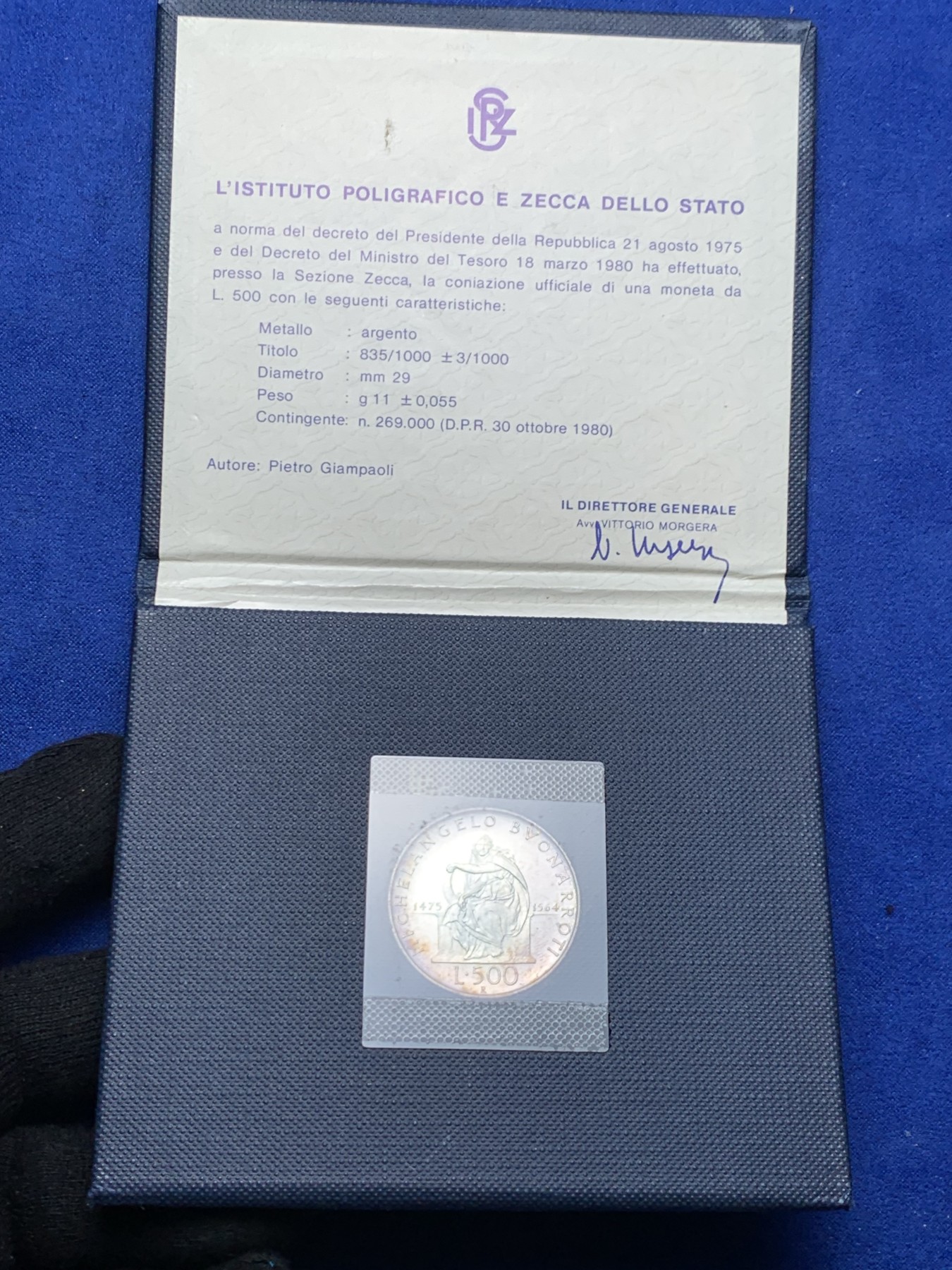 《竞宝斋》第238场-周日，周一，周二，周三 疯狂4连拍 (全场包邮) 意大利1975年500里拉米开朗基罗原册 带环彩 很好看