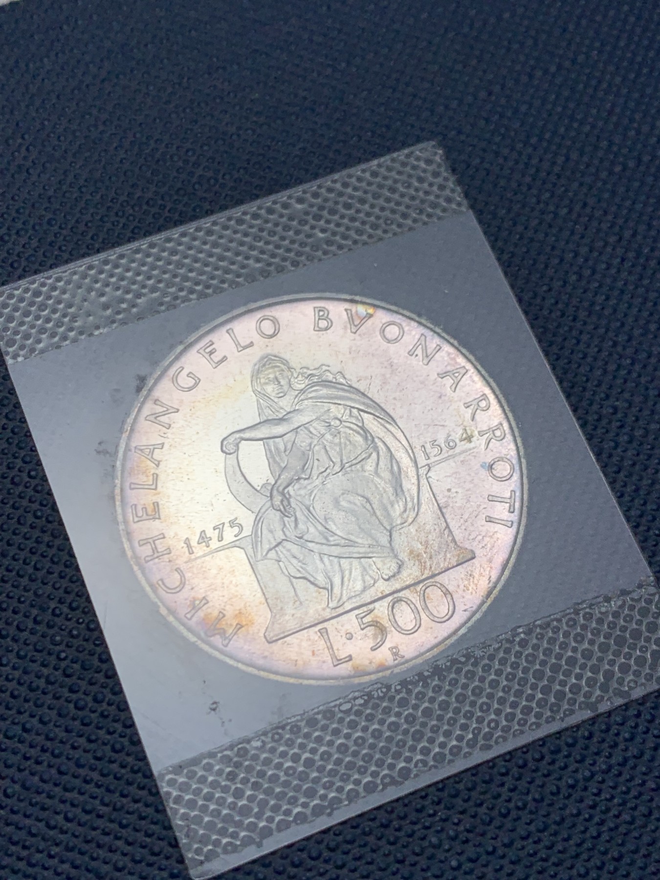 《竞宝斋》第238场-周日，周一，周二，周三 疯狂4连拍 (全场包邮) 意大利1975年500里拉米开朗基罗原册 带环彩 很好看