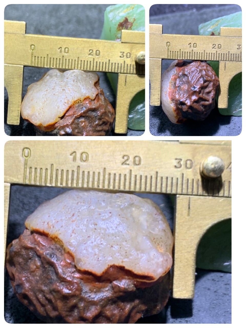 精美戈壁地表红皮高玉化筋脉石原石一颗，