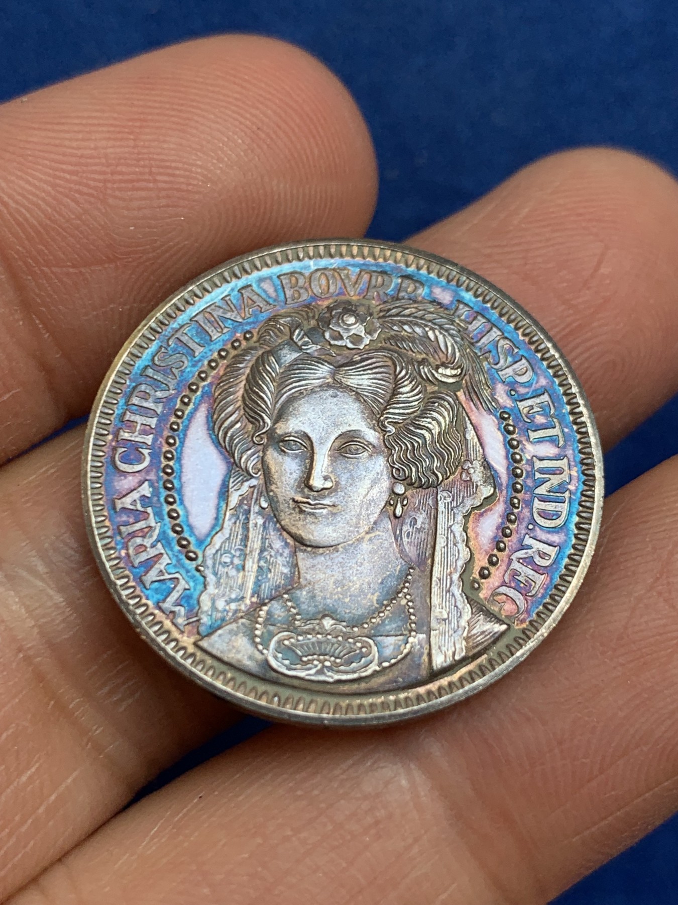 《竞宝斋》第238场-周日，周一，周二，周三 疯狂4连拍 (全场包邮) 西班牙玛丽亚·克里斯蒂娜 925银章 7.14克 27mm