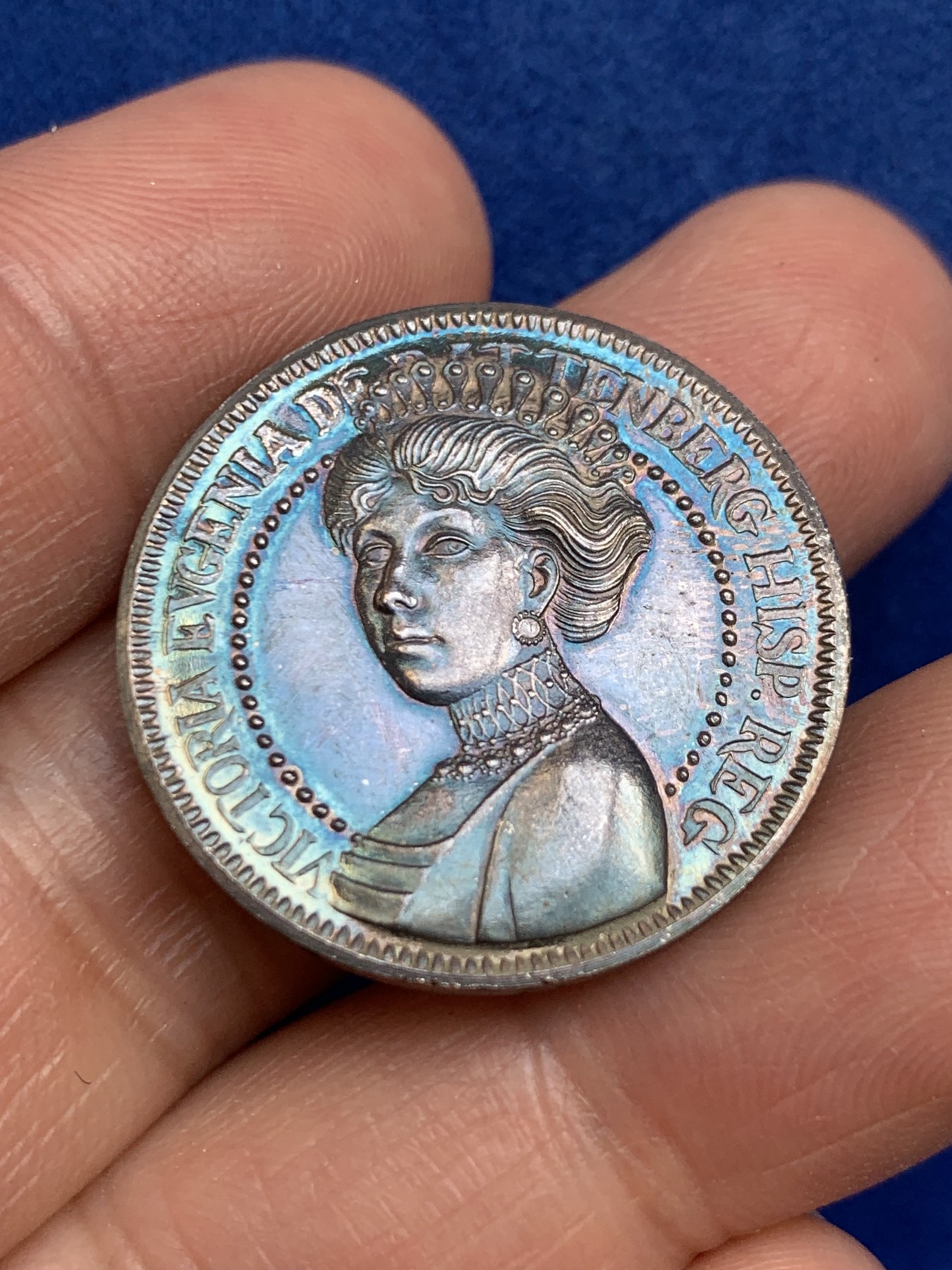 《竞宝斋》第238场-周日，周一，周二，周三 疯狂4连拍 (全场包邮) 西班牙 维多利亚·埃夫吉尼娅 925银章 7.27克 27mm