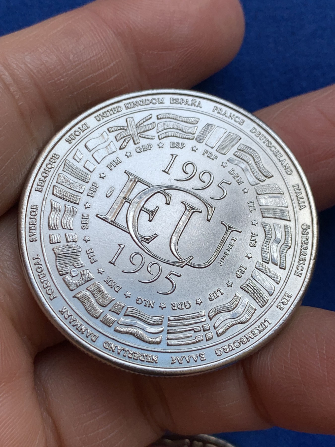 《竞宝斋》第238场-周日，周一，周二，周三 疯狂4连拍 (全场包邮) 法国 1995年 艾古镍币 30.17克 41.1mm