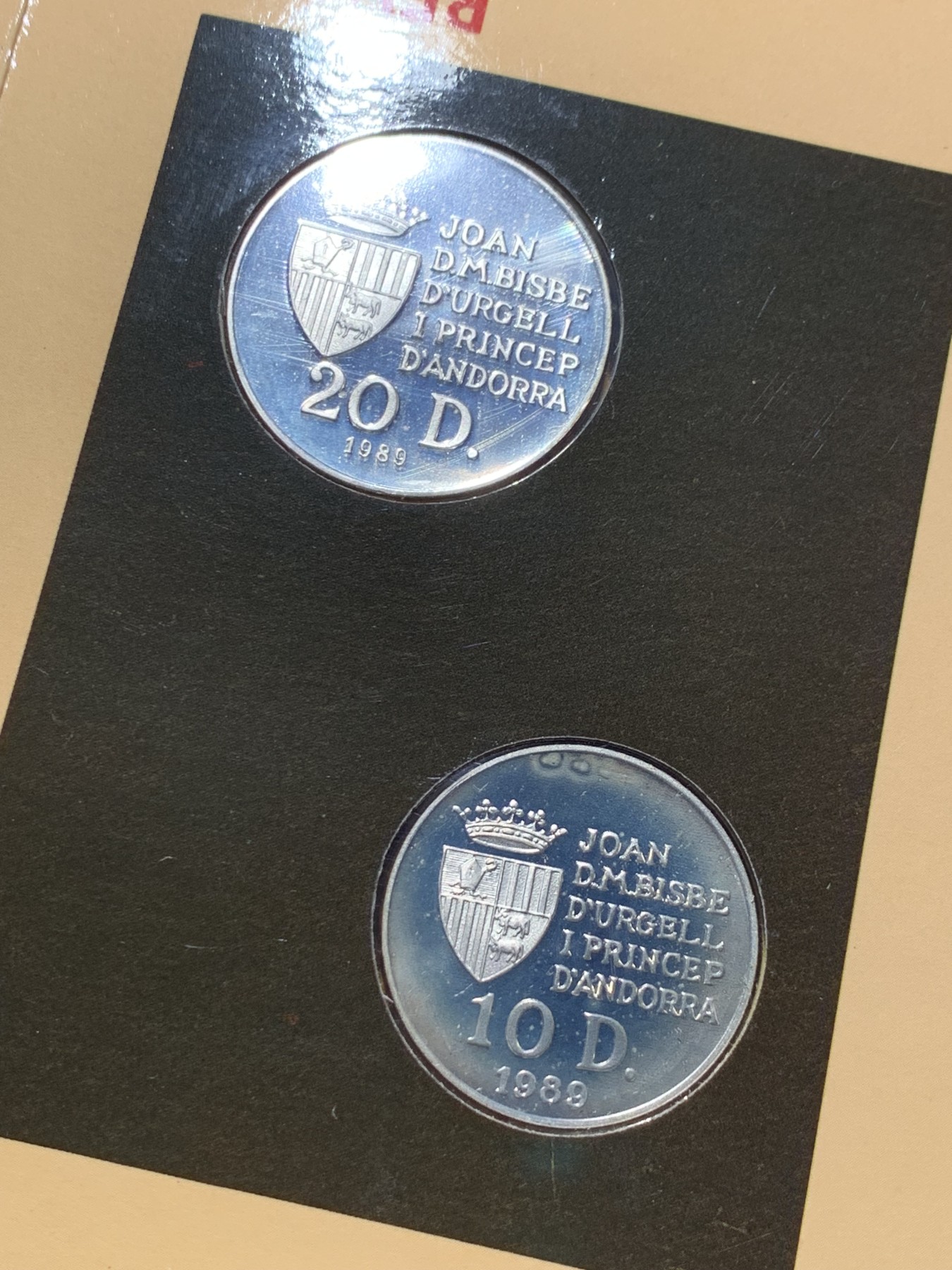 《竞宝斋》第238场-周日，周一，周二，周三 疯狂4连拍 (全场包邮) 安道尔1992年 巴塞罗那奥运 20第纳尔一对 ，单枚16克925银