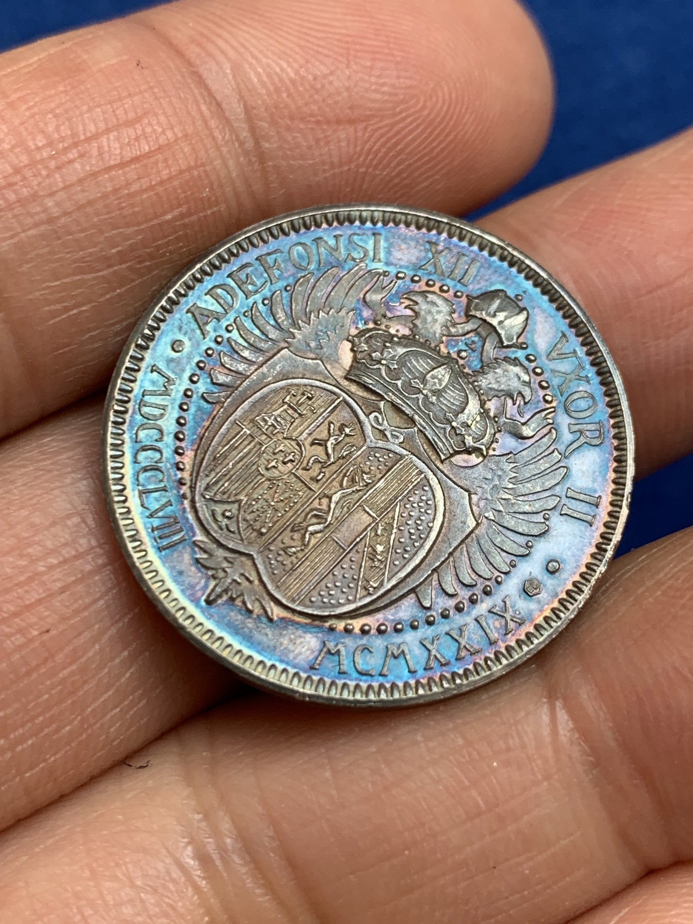 《竞宝斋》第238场-周日，周一，周二，周三 疯狂4连拍 (全场包邮) 西班牙玛丽亚·克里斯蒂娜 925银章 7.31克 27mm