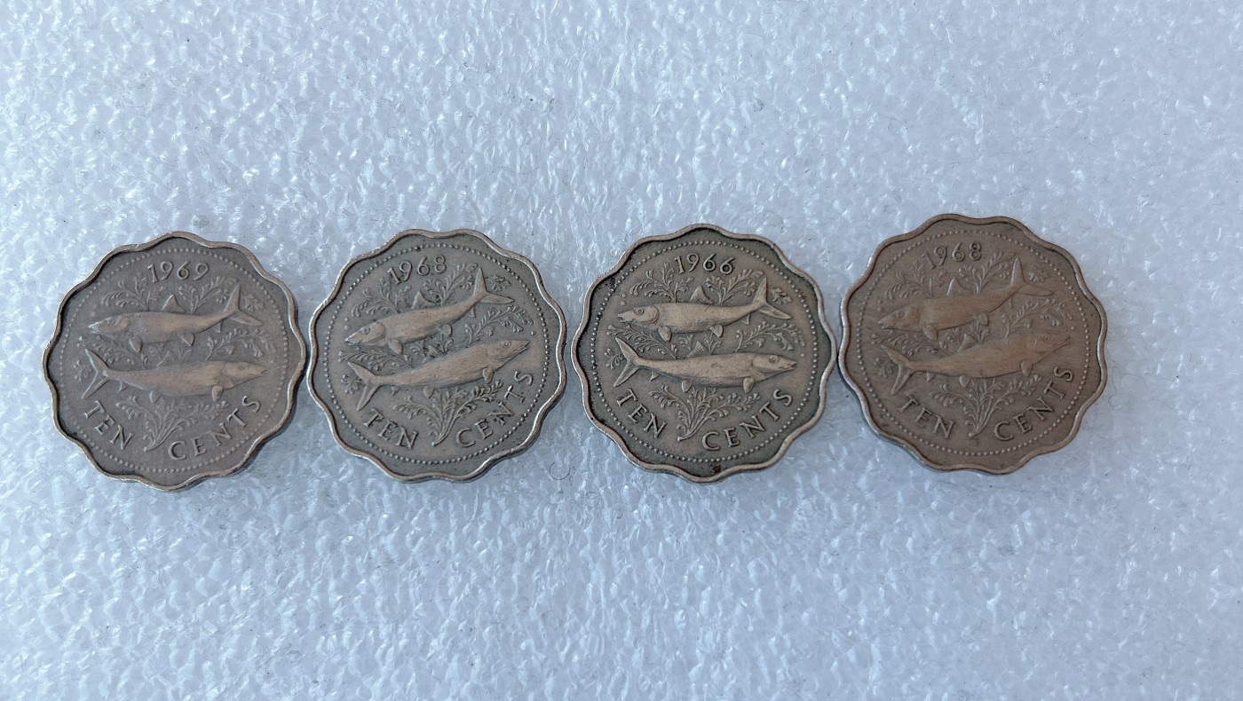 第一海外回流一元起拍收藏 散币场 第60期 巴哈马60年代10分 4枚