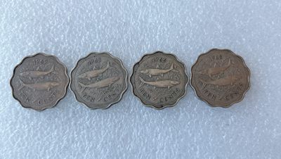 第一海外回流一元起拍收藏 散币场 第60期 - 巴哈马60年代10分 4枚