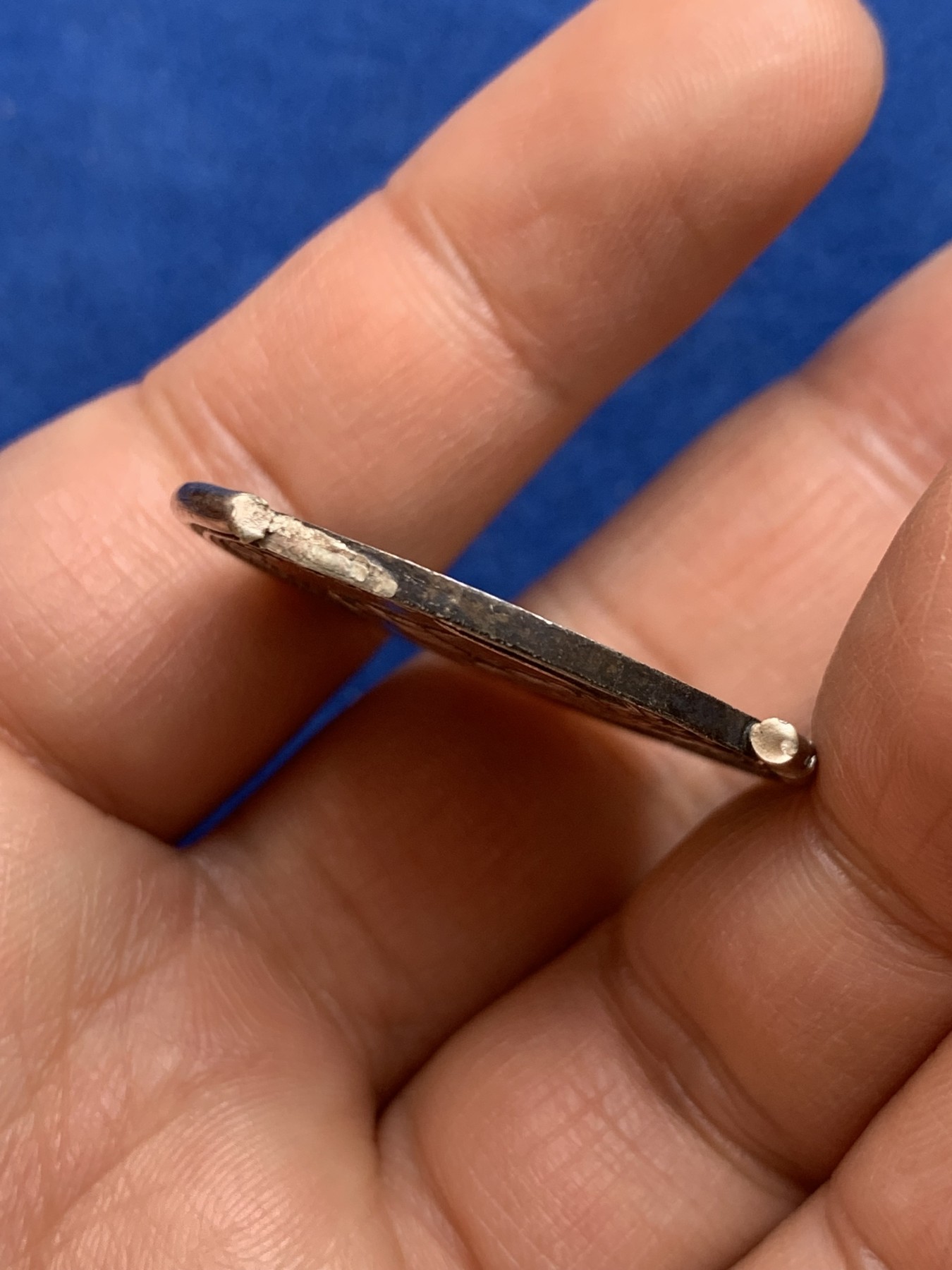 《竞宝斋》第238场-周日，周一，周二，周三 疯狂4连拍 (全场包邮) 法国 十七世纪 JETON 银章 做过吊坠 14.88克 