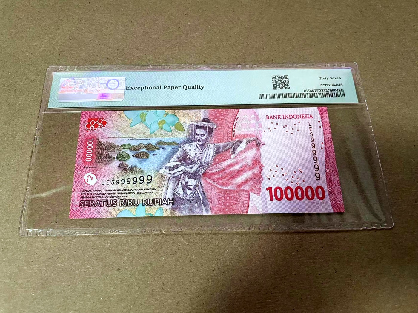 【Blue Auction】✨世界纸币精拍第425期【精】 【全同9】印尼 2023年10万卢比 PMG67EPQ 