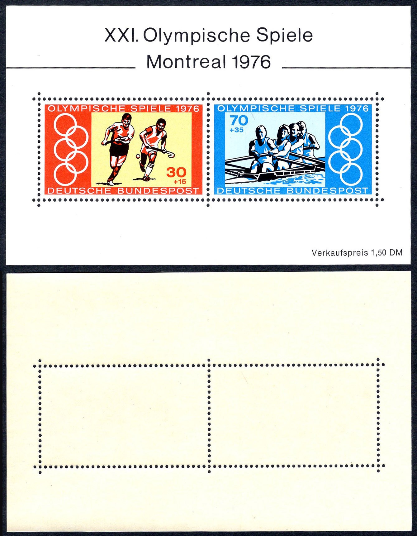 洪涛臻品批发群 精选邮票限时拍卖第五百八十期  德国 1976年奥运会小全张 原胶润亮全品！