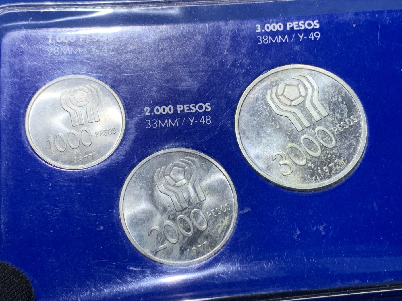 《竞宝斋》第238场-周日，周一，周二，周三 疯狂4连拍 (全场包邮) 阿根廷 1977 世界足球锦标赛 6枚套 含3枚银币 银币总重50克900银