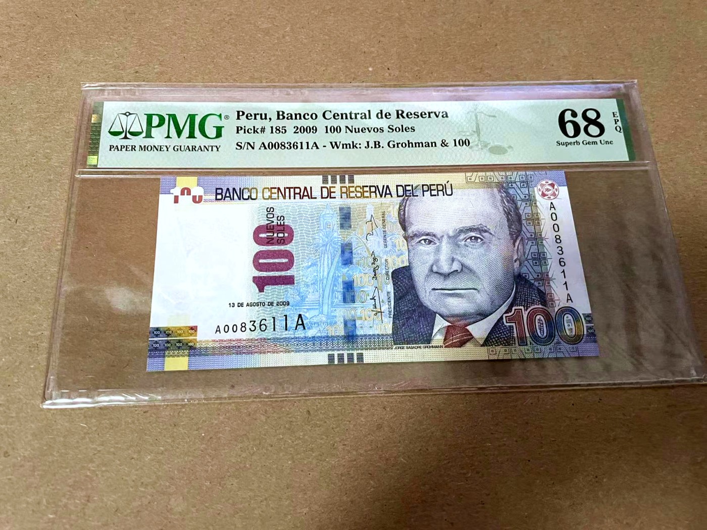 【Blue Auction】✨世界纸币精拍第425期【精】 【AA冠无47】秘鲁 2009年100新索尔 PMG68EPQ 超高分