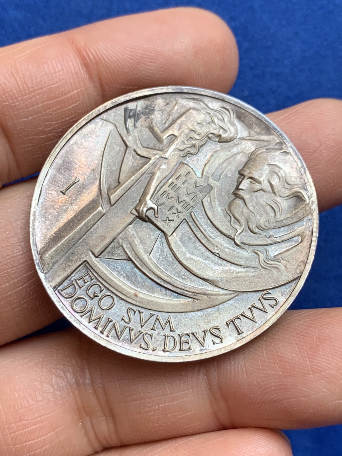 《竞宝斋》第238场-周日，周一，周二，周三 疯狂4连拍 (全场包邮) 西班牙 音乐勋章 银制 25.76克 40.1mm