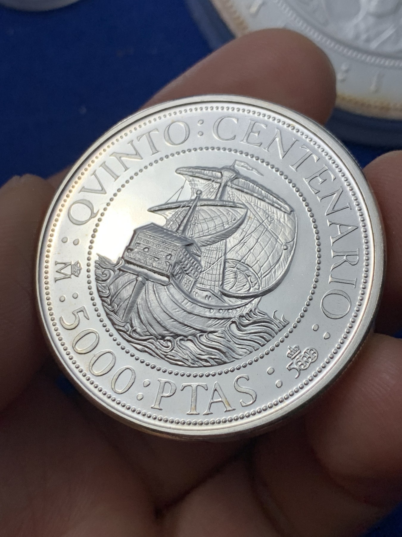 《竞宝斋》第238场-周日，周一，周二，周三 疯狂4连拍 (全场包邮) 西班牙 7枚 大全套 含一枚帆船加厚获奖币50+54+168=272克925银