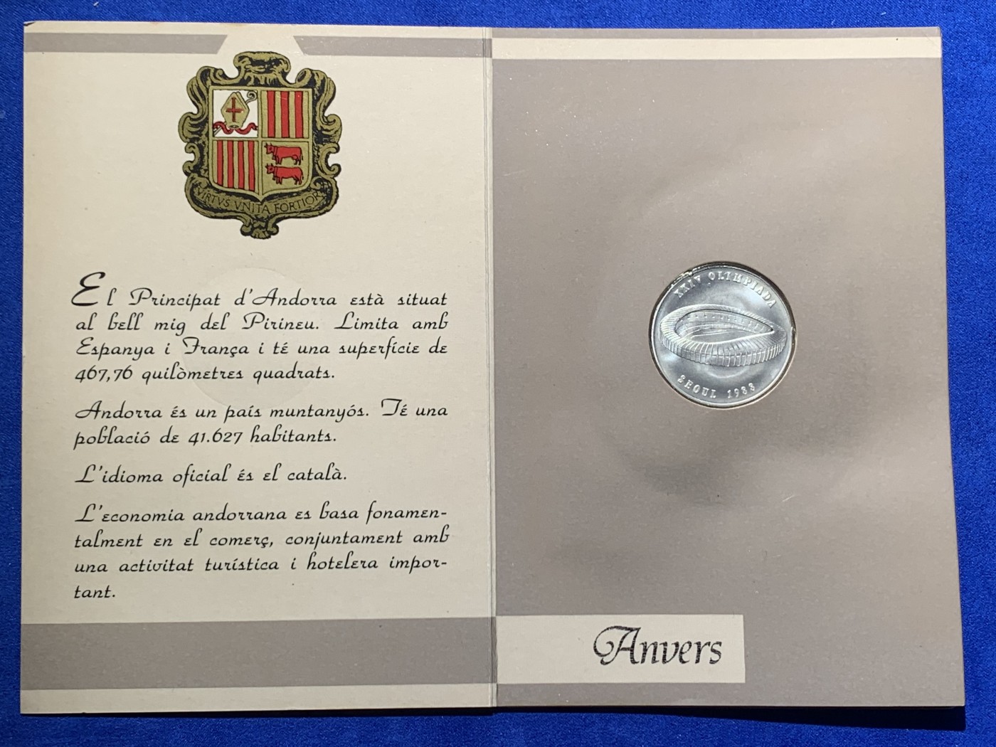 《竞宝斋》第238场-周日，周一，周二，周三 疯狂4连拍 (全场包邮) 1988 安道尔 20第纳尔 册装 银币  20克 900银