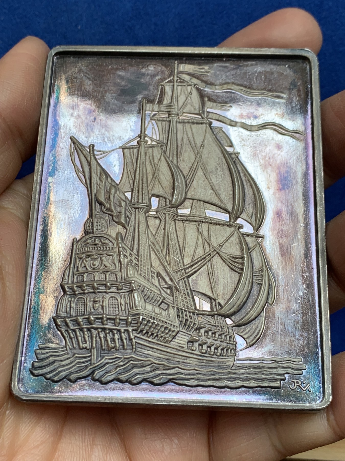 《竞宝斋》第238场-周日，周一，周二，周三 疯狂4连拍 (全场包邮) 瑞典大帆船 1979年 方形银章 175.17克 65.3*85.2mm